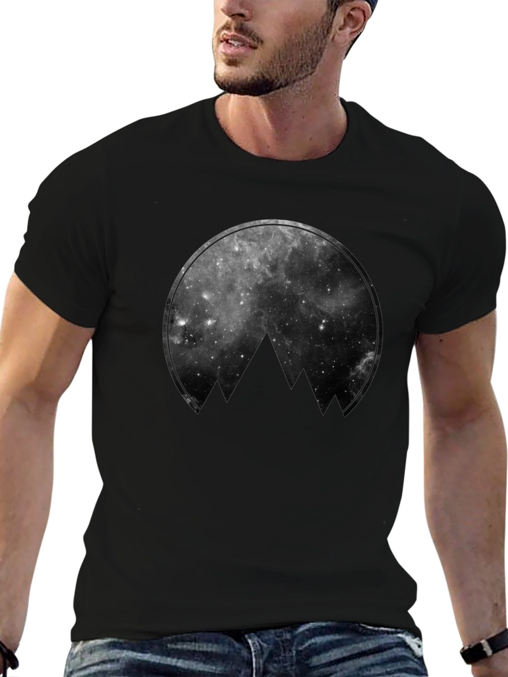 Cosmic Mountain Black Graphic Tee