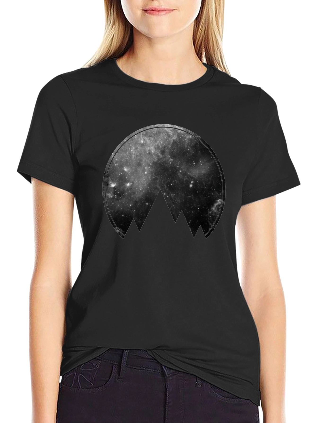 Cosmic Mountain Black Graphic Tee