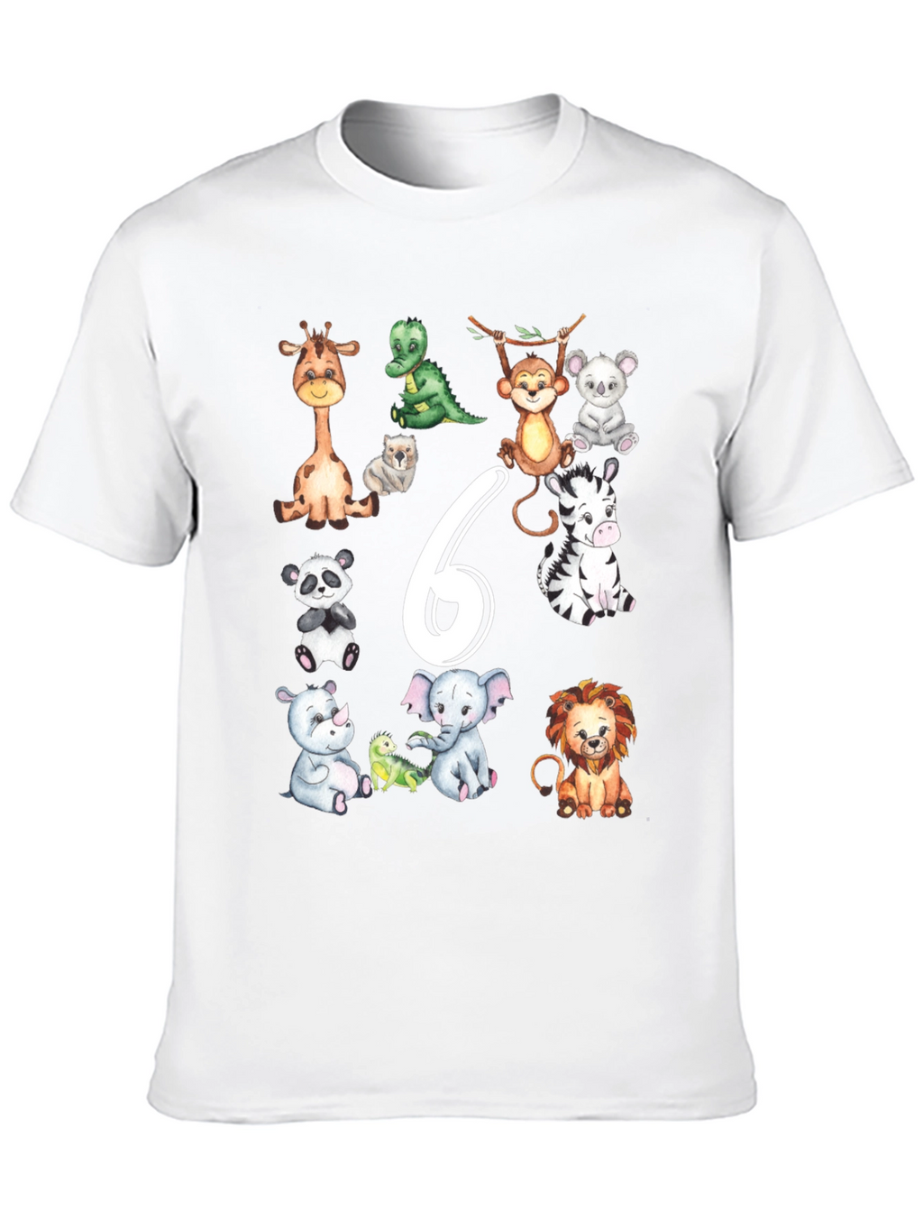 Cute Animal Safari 6th Birthday T-Shirt