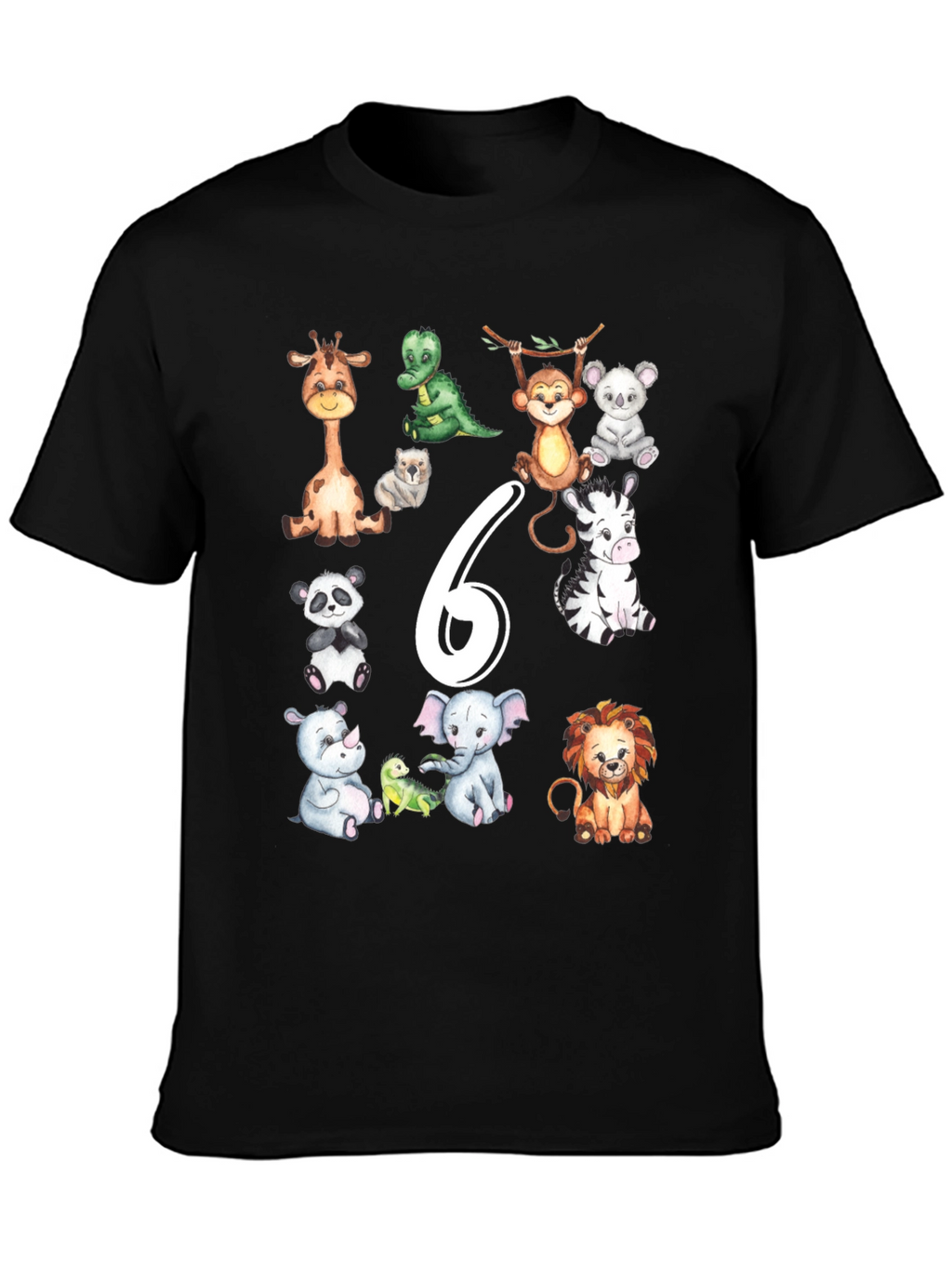 Cute Animal Safari 6th Birthday T-Shirt