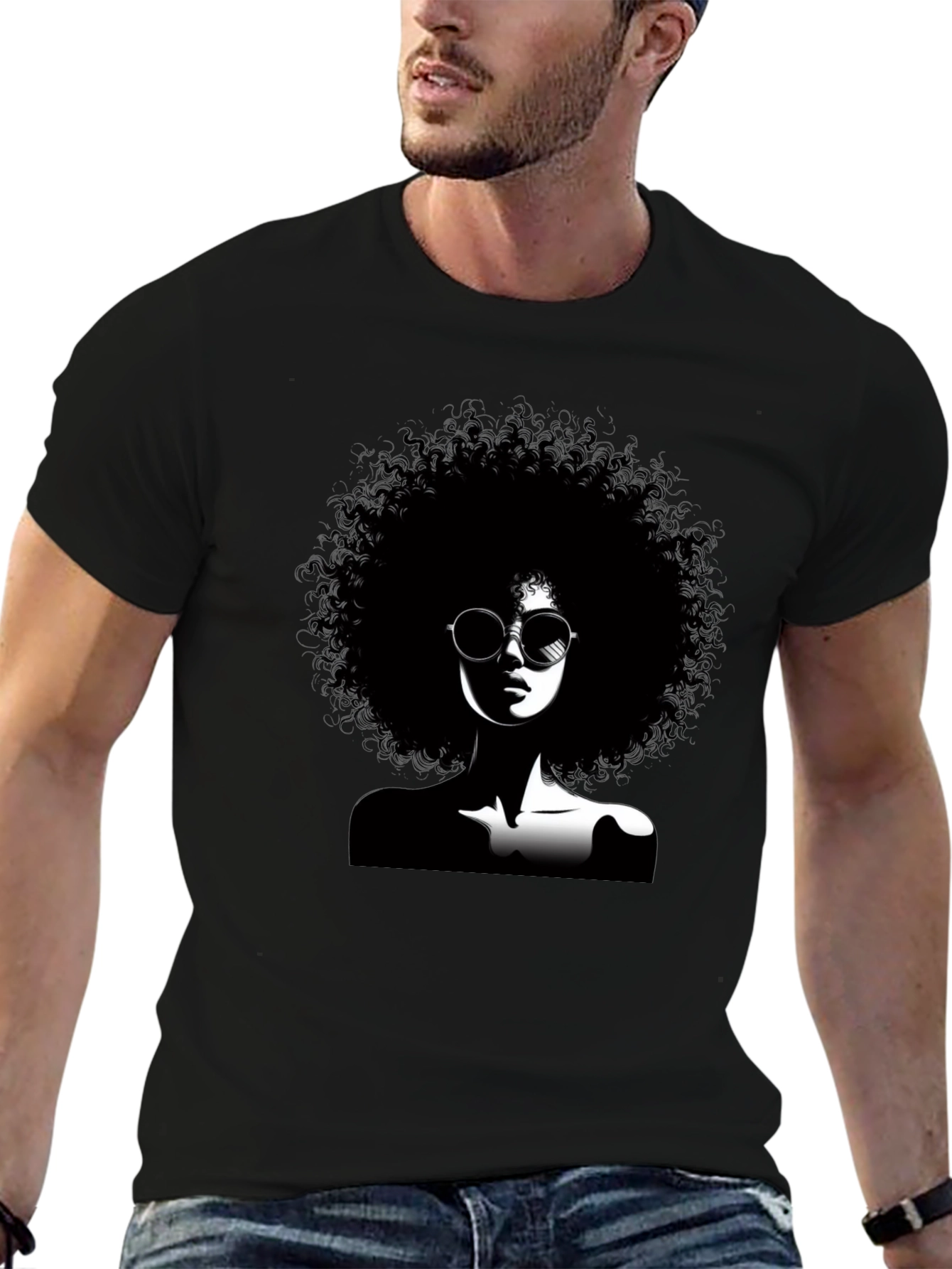 Afro Silhouette Graphic T-Shirt - Unisex Cotton Tee