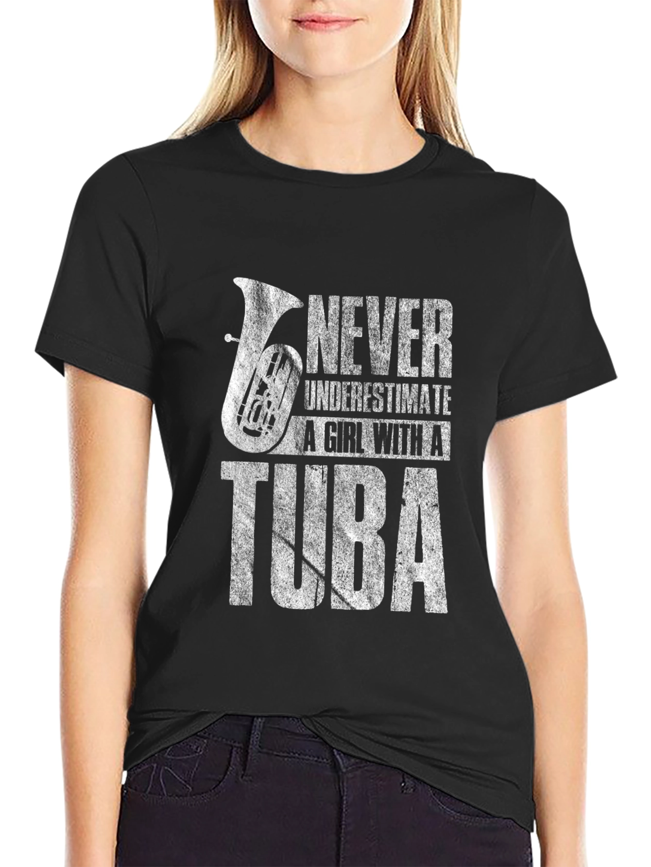 Never Underestimate Tuba Girl T-Shirt