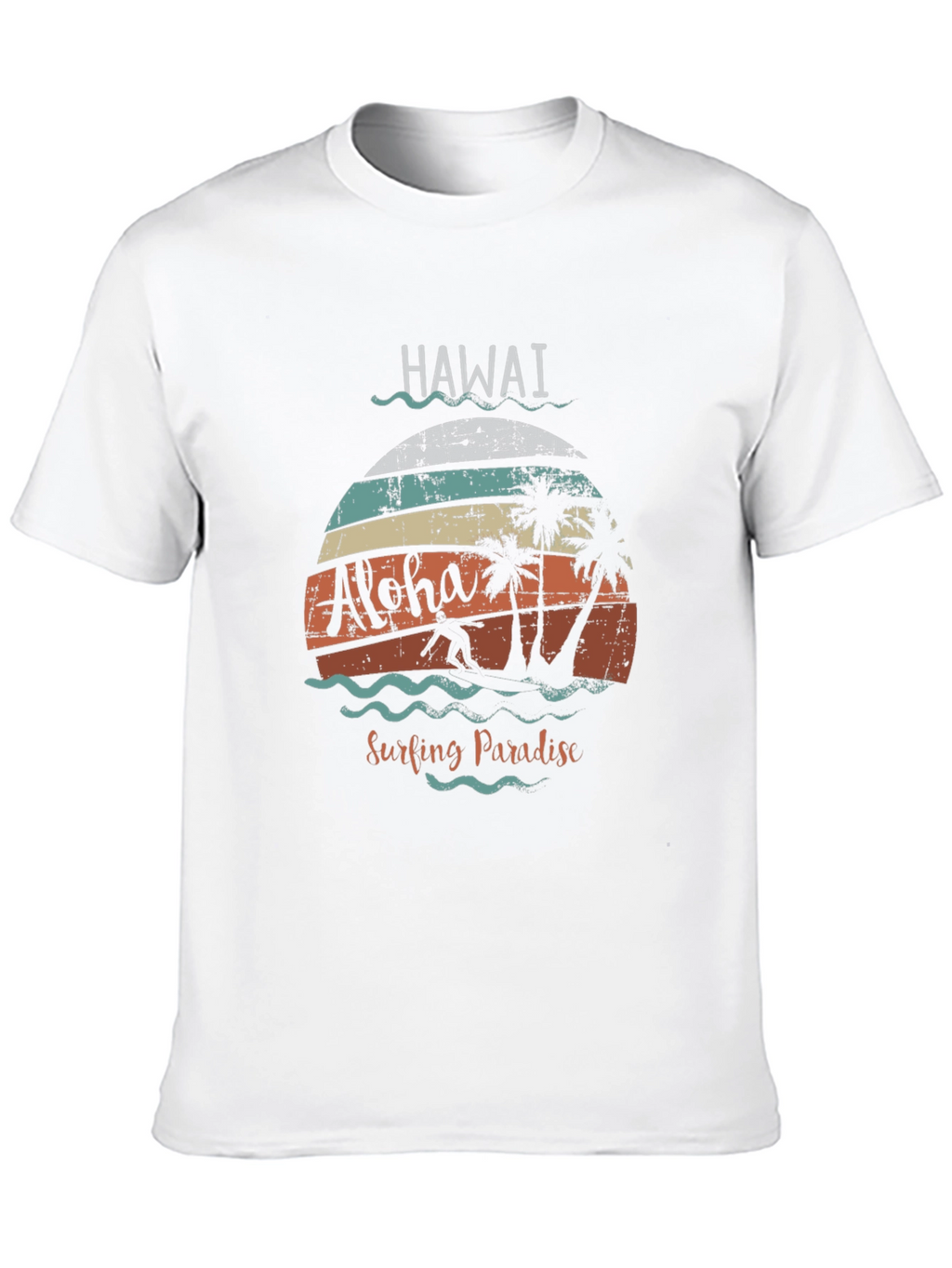Hawaii Aloha Surfing Paradise Black T-Shirt