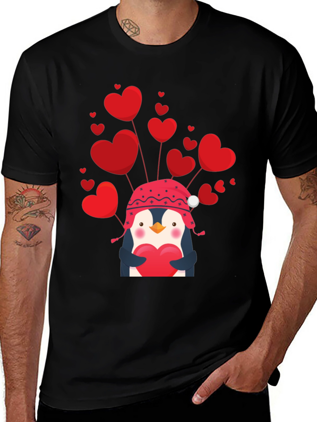 Valentines Penguin Heart T-Shirt