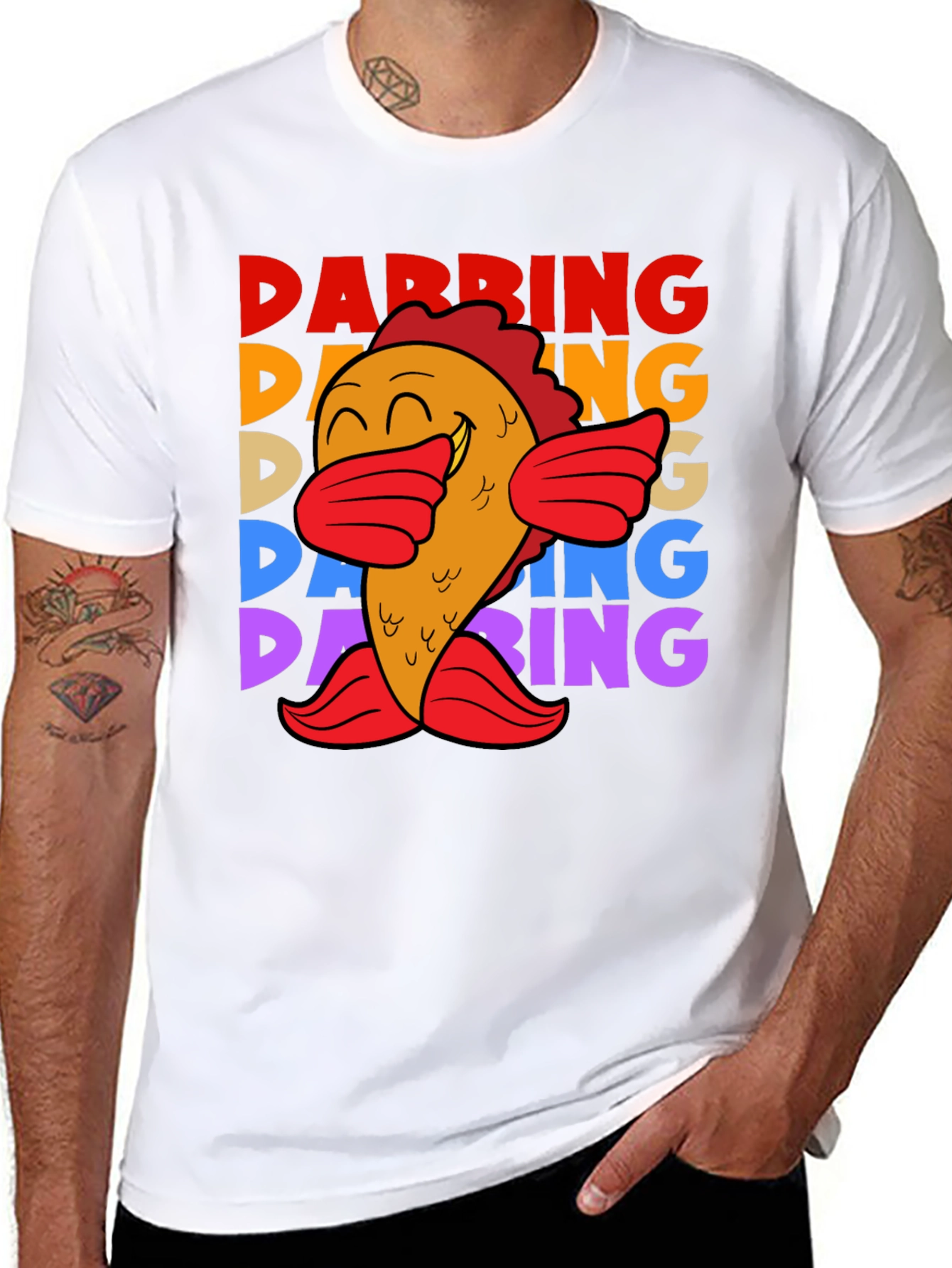 Dabbing Fish Graphic Tee - Fun Unique Trendy