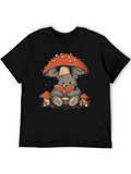 Whimsical Bear Reading Under Mushroom T-Shirt