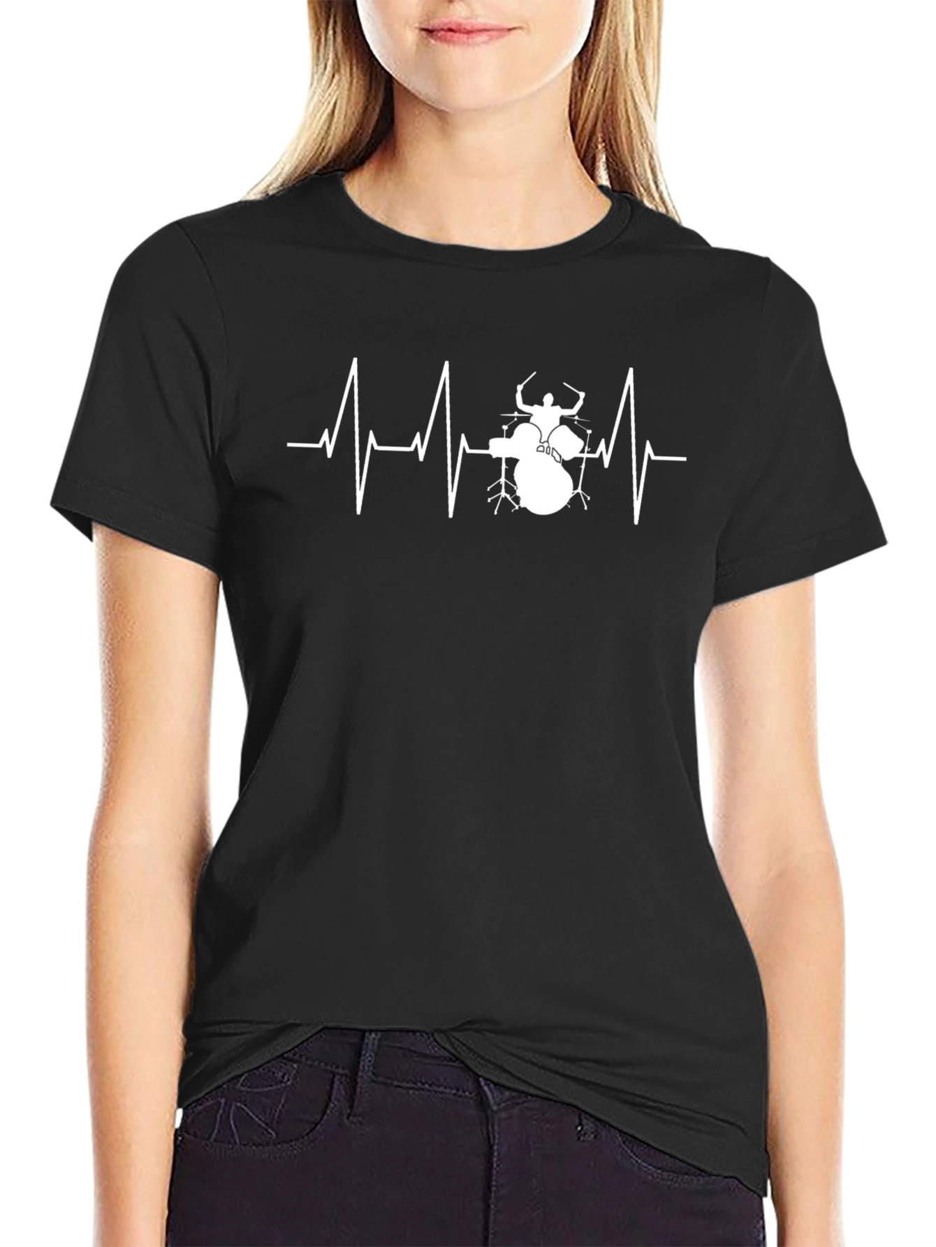Drummer Heartbeat T-Shirt - Music Lover Tee