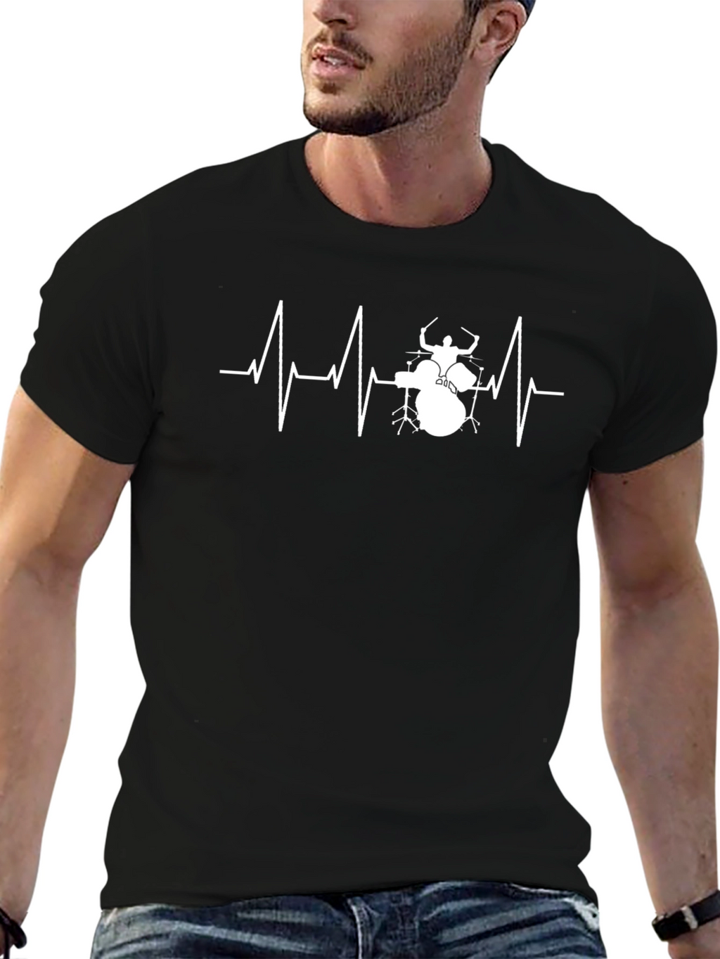 Drummer Heartbeat T-Shirt - Music Lover Tee