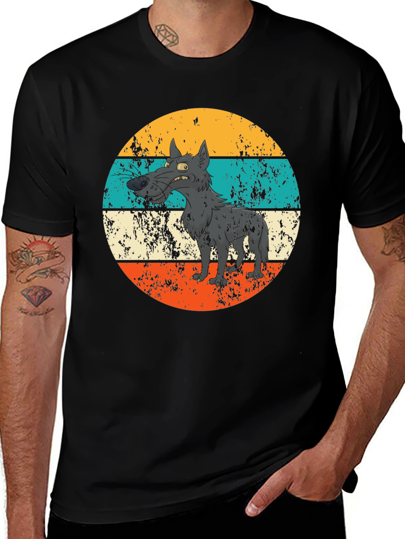 Retro Grumpy Wolf Graphic Tee