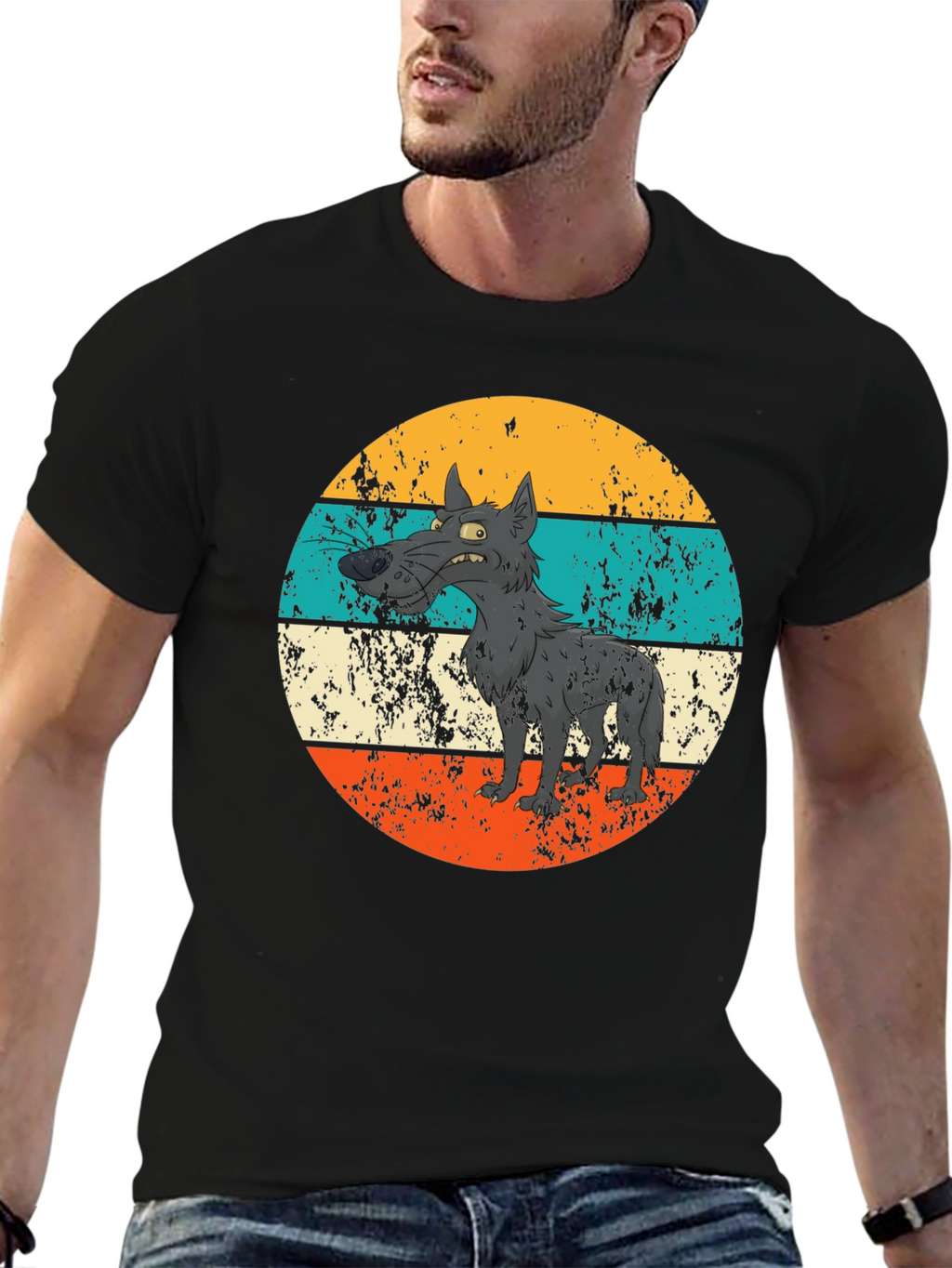 Retro Grumpy Wolf Graphic Tee