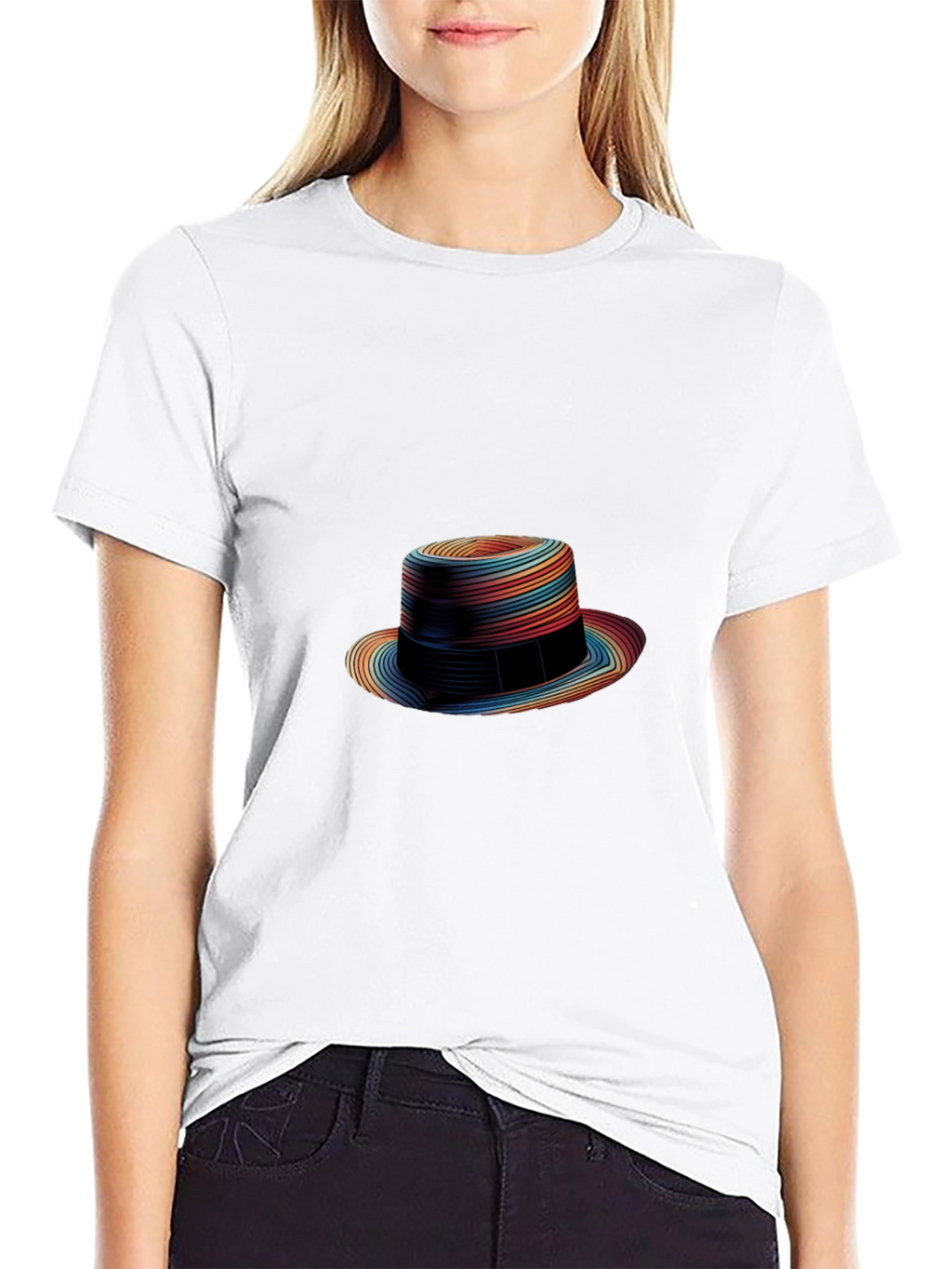 Rainbow Striped Fedora Graphic Tee