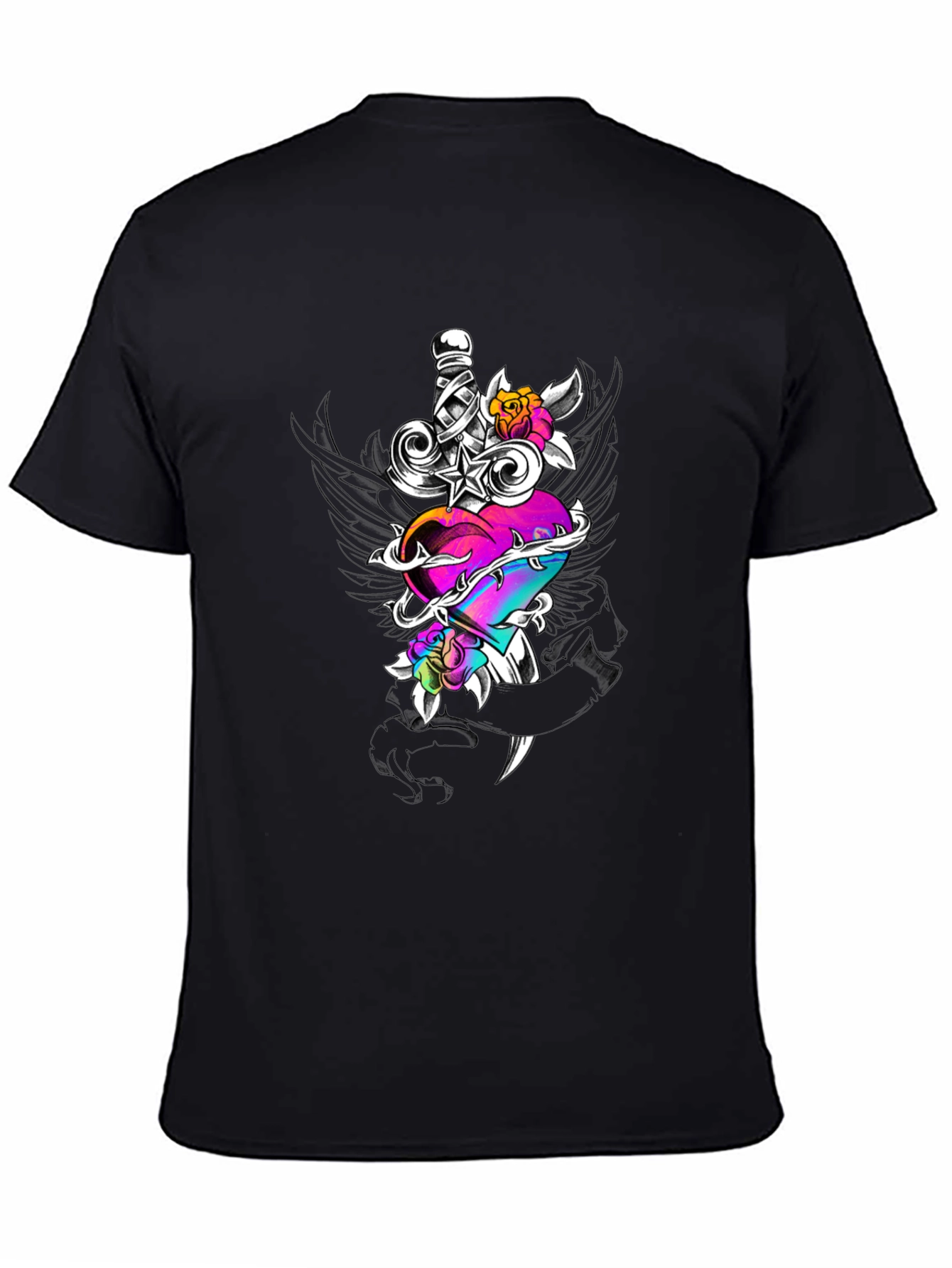 Dagger Through Heart Graphic T-Shirt