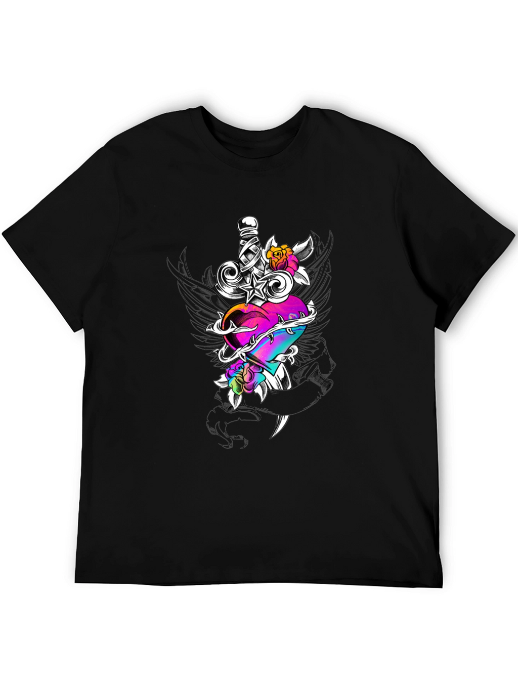 Dagger Through Heart Graphic T-Shirt