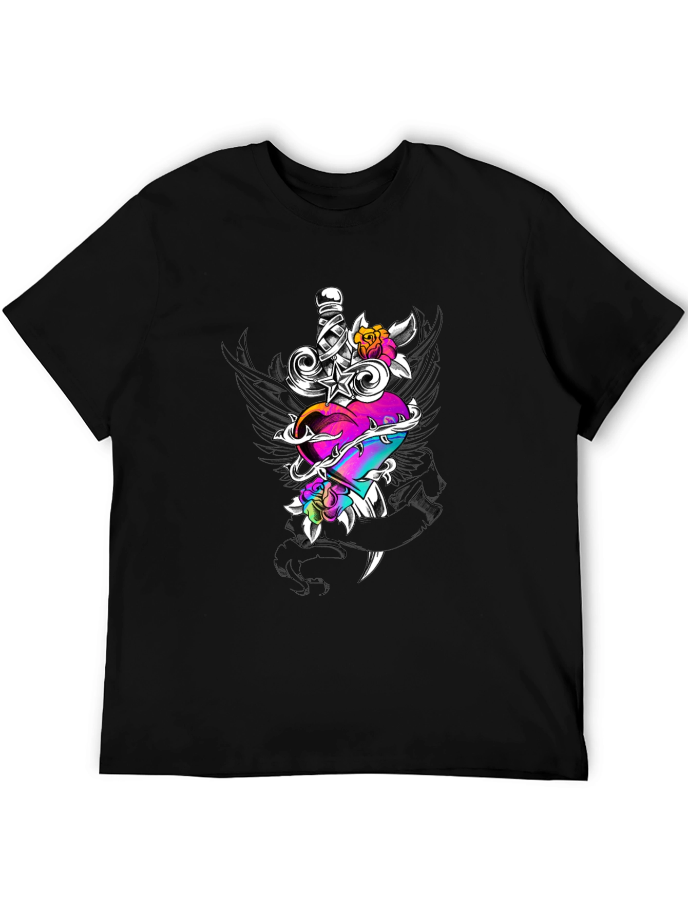 Dagger Through Heart Graphic T-Shirt