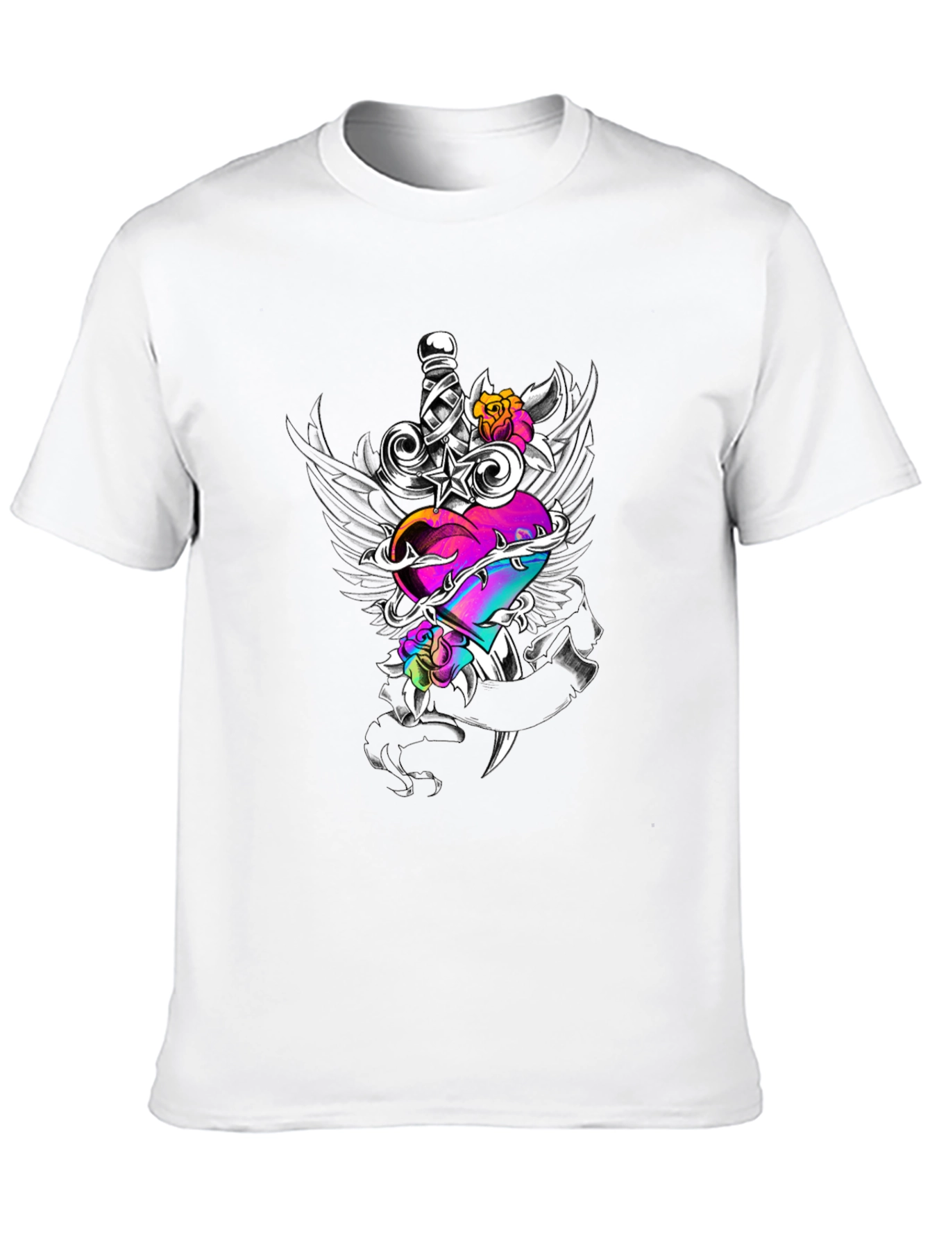 Dagger Through Heart Graphic T-Shirt