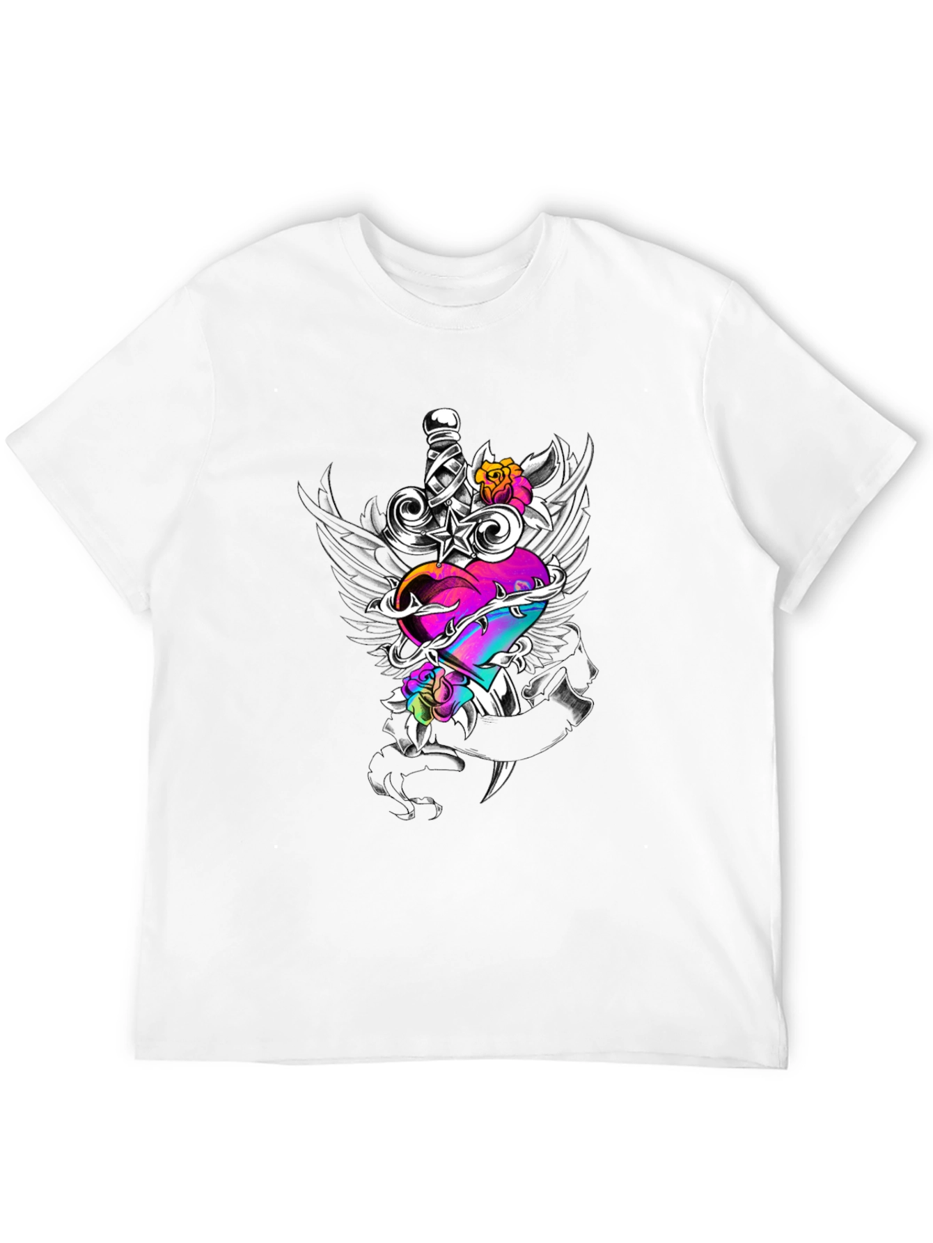 Dagger Through Heart Graphic T-Shirt