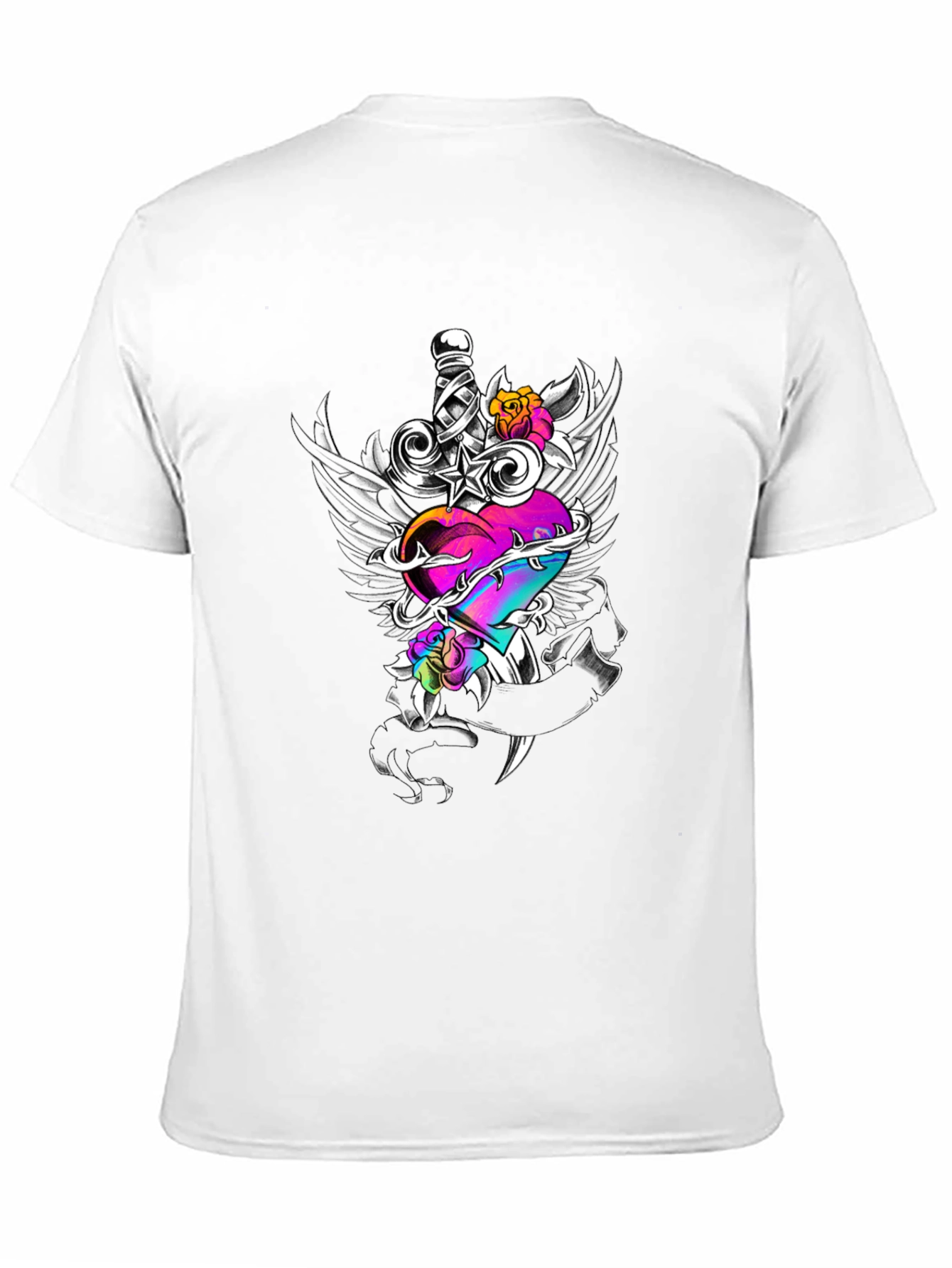Dagger Through Heart Graphic T-Shirt