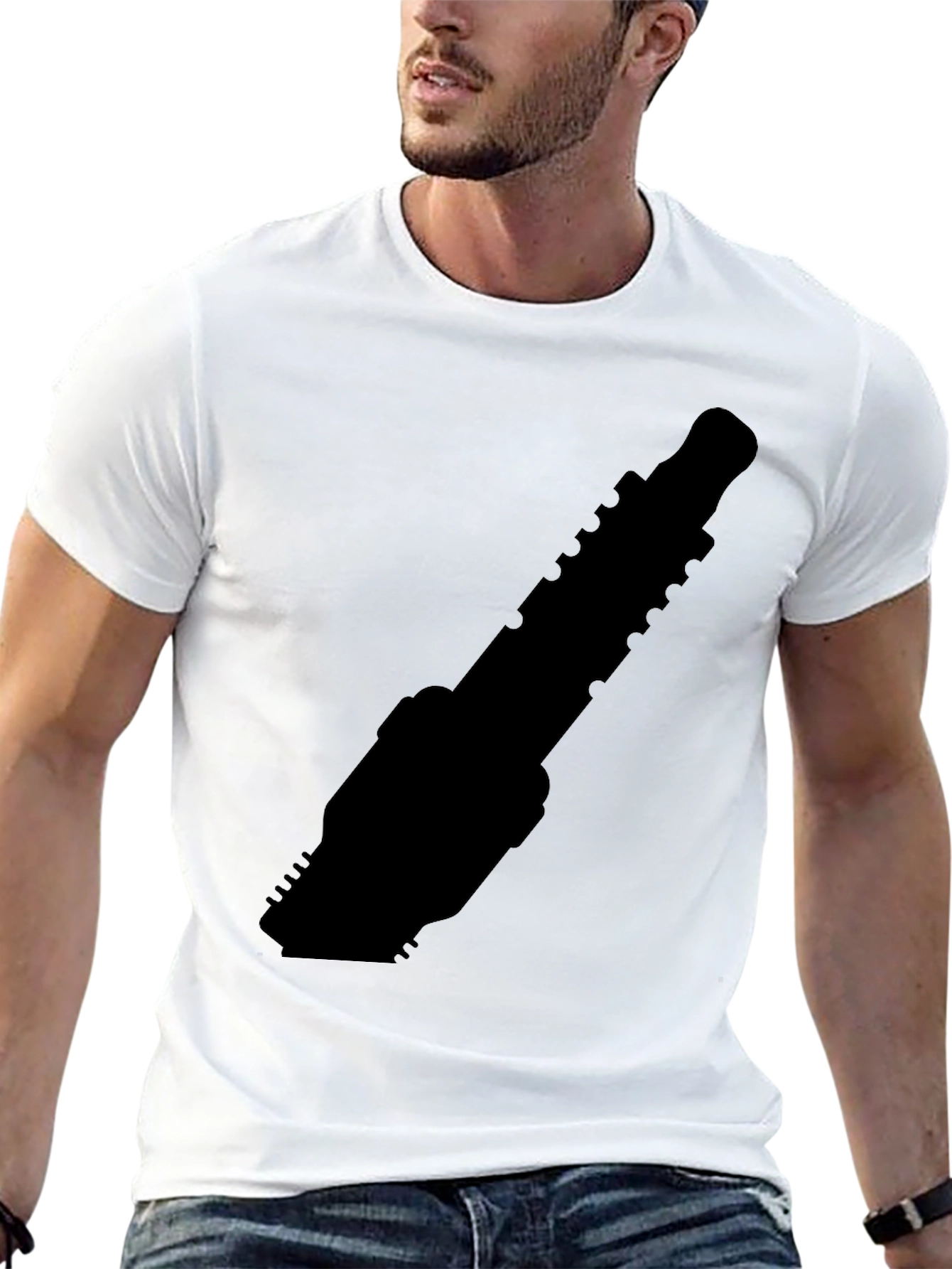 Spark Plug Graphic Tee - Black Cotton T-Shirt