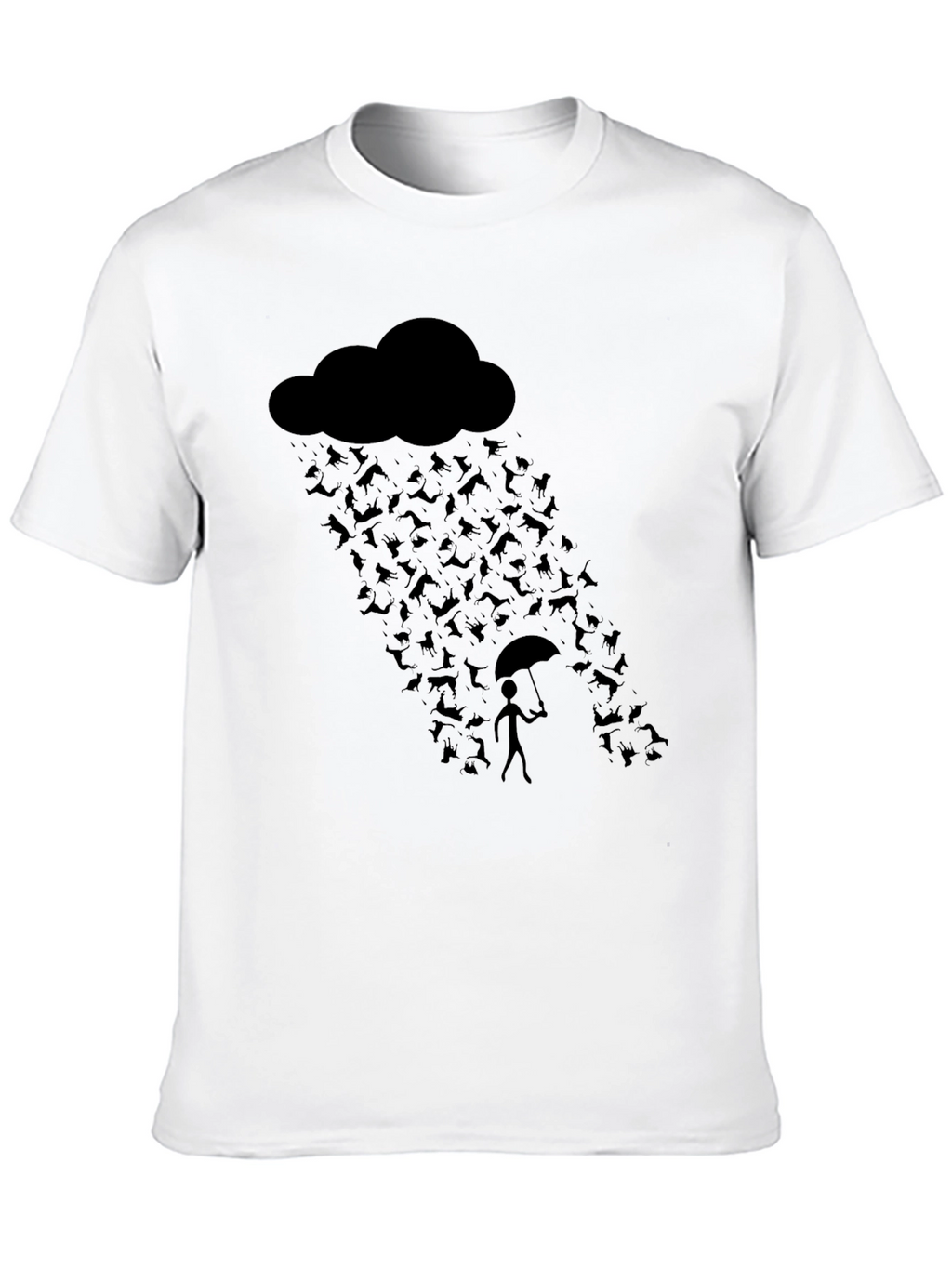 Humorous Raining Cats Graphic T-Shirt