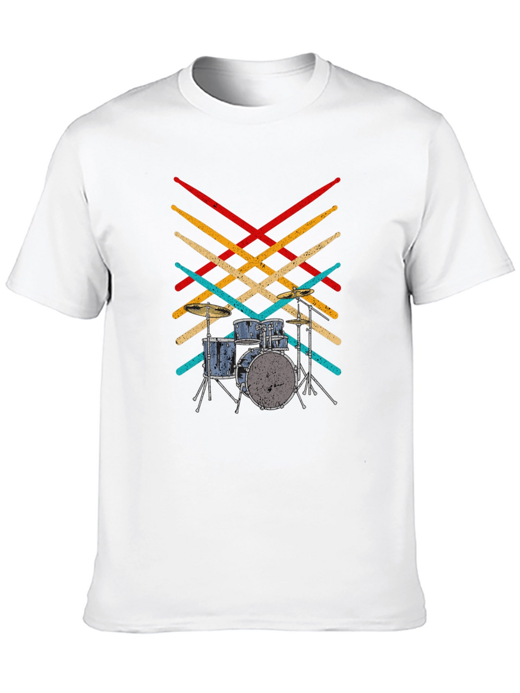 Drum Set T-Shirt - Retro Drumsticks Music Tee