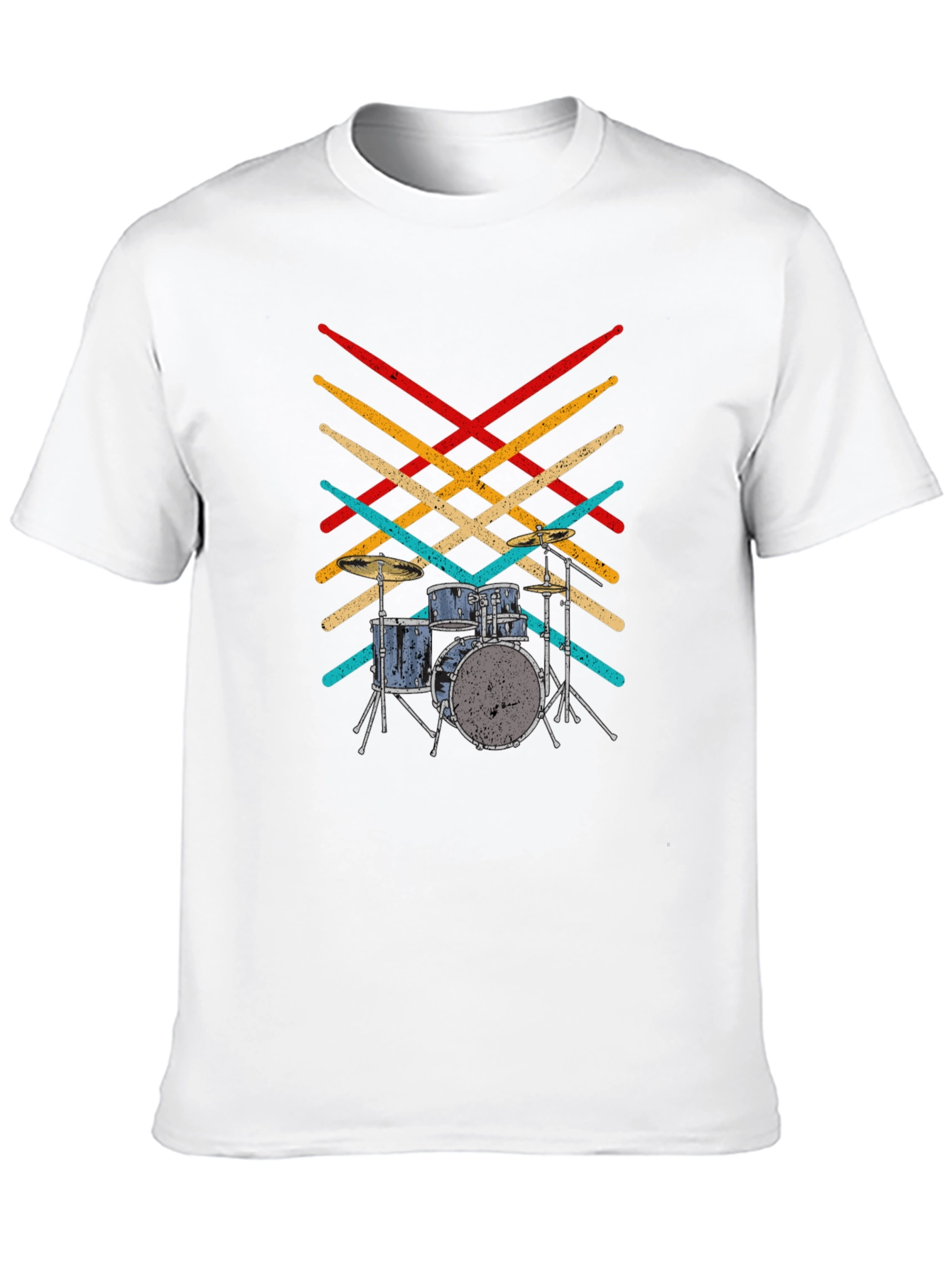 Drum Set T-Shirt - Retro Drumsticks Music Tee
