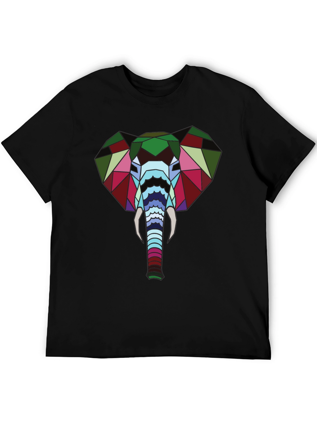 Geometric Elephant Graphic Tee - Stylish Mens Black T-Shirt