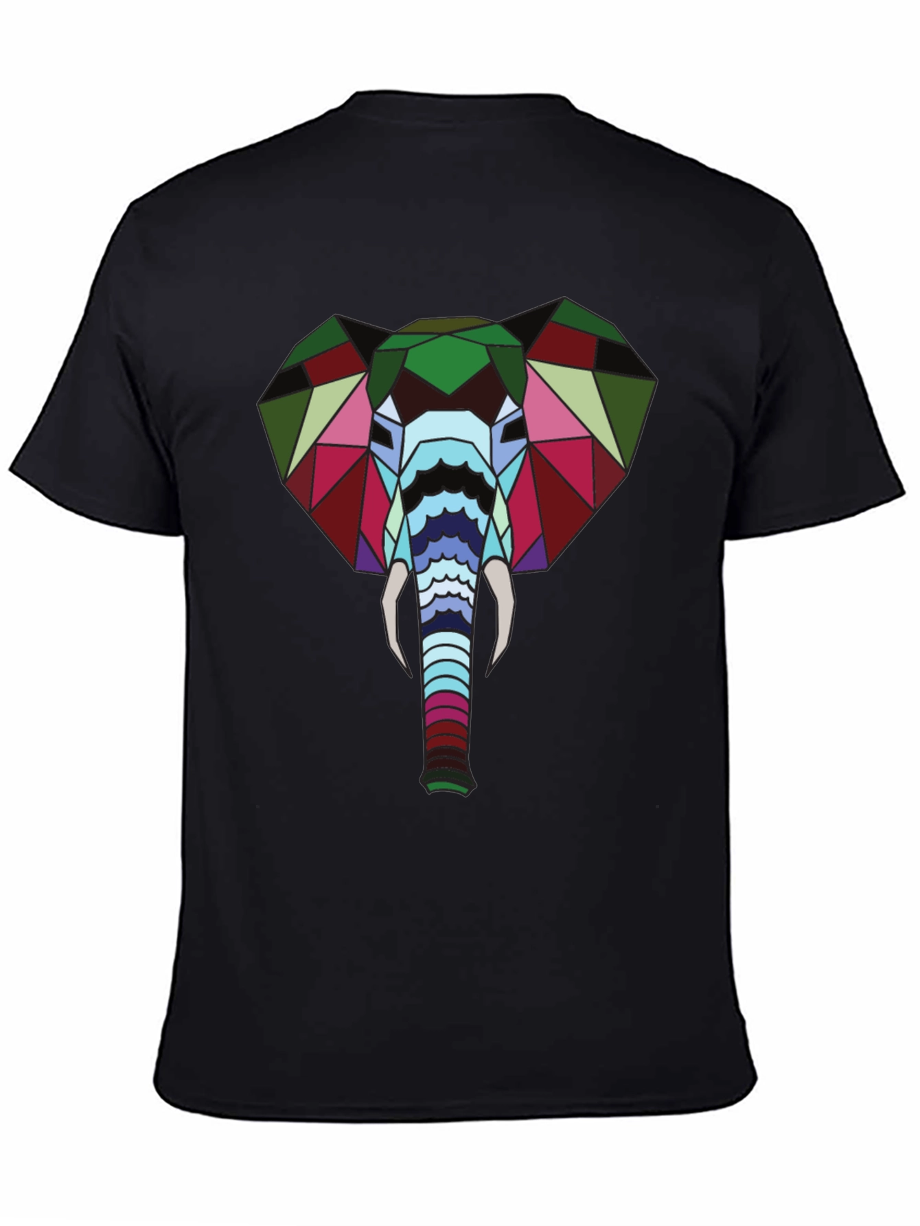 Geometric Elephant Graphic Tee - Stylish Mens Black T-Shirt