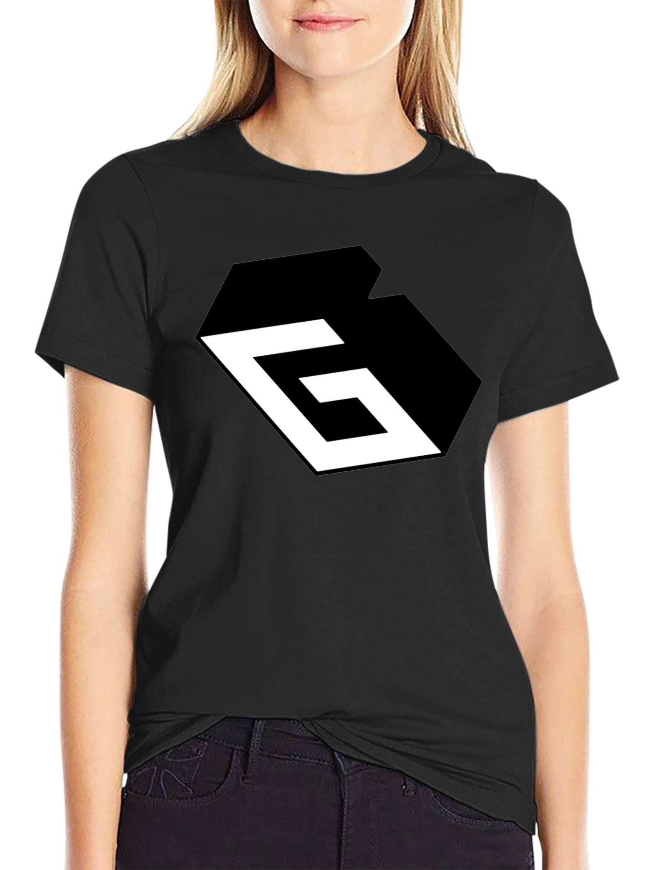 Geometric G Black Graphic Tee - Modern Style