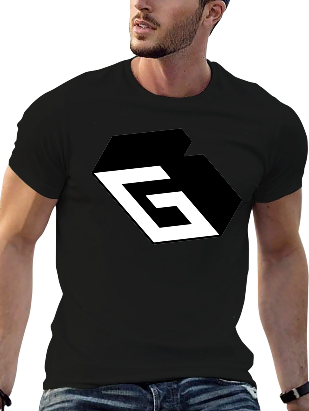 Geometric G Black Graphic Tee - Modern Style