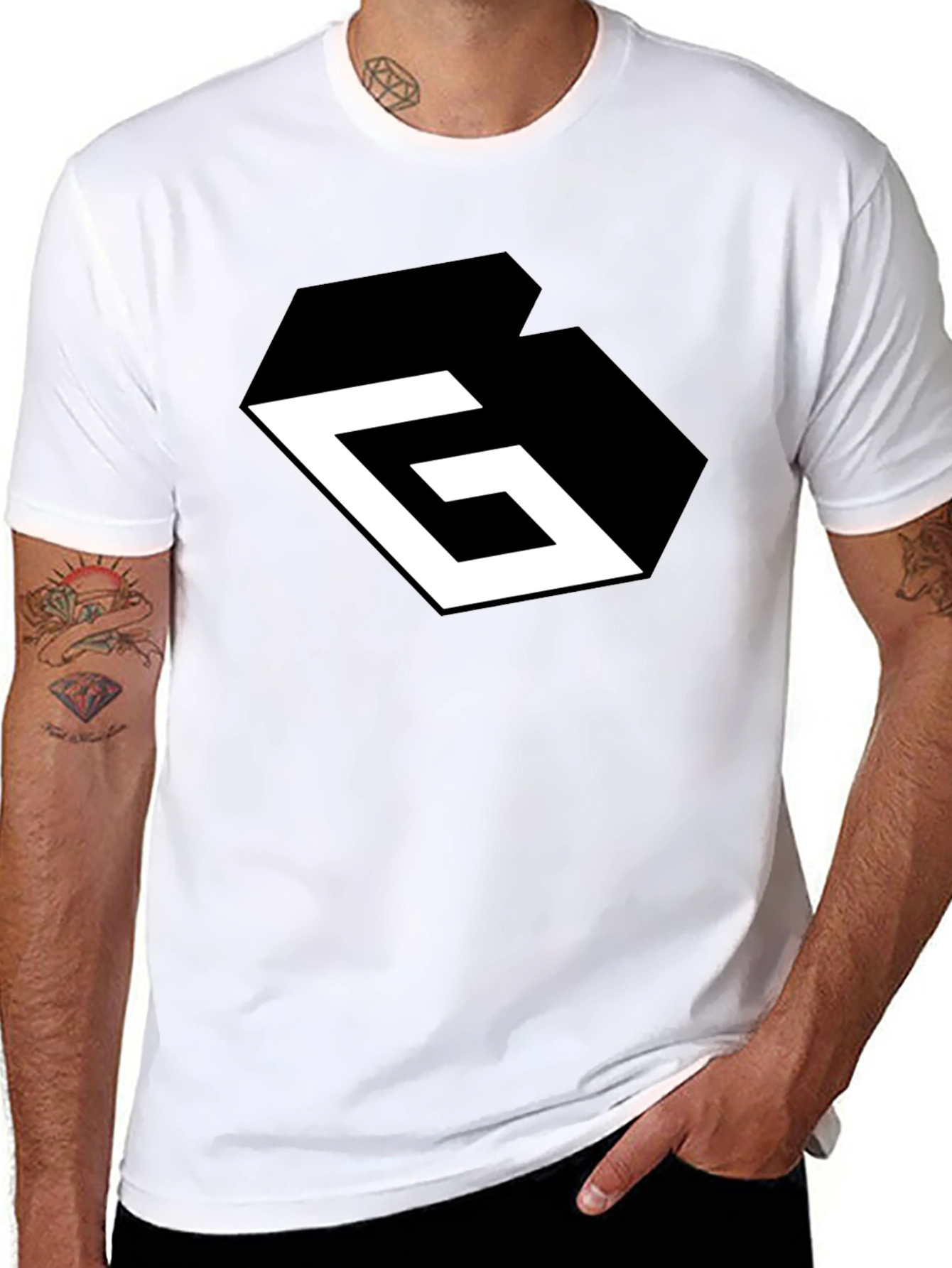 Geometric G Black Graphic Tee - Modern Style