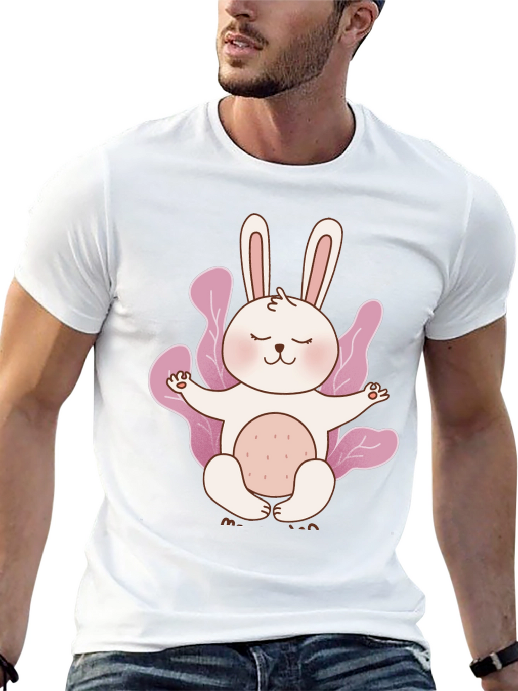 Meditating Bunny Black T-Shirt