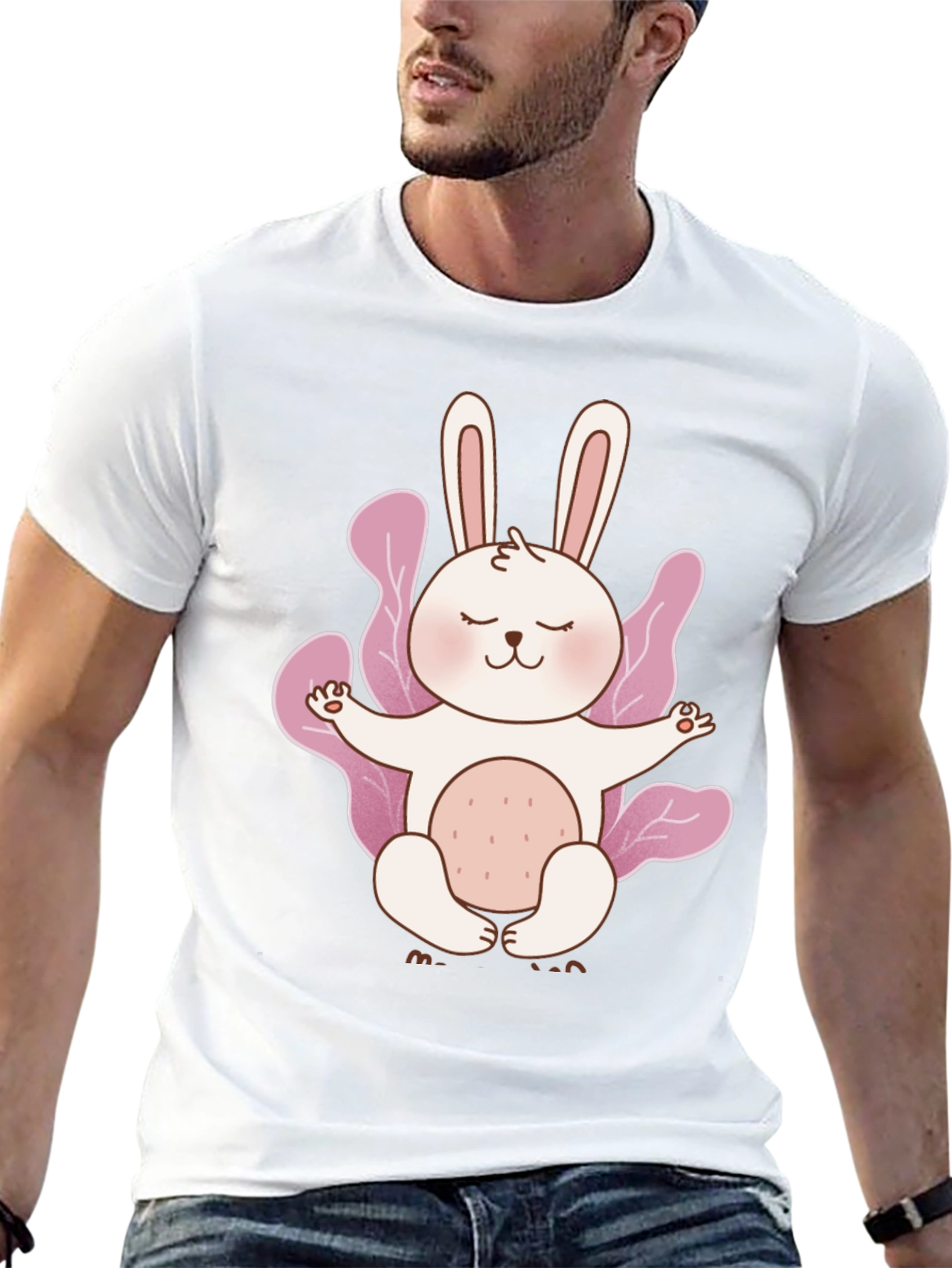 Meditating Bunny Black T-Shirt