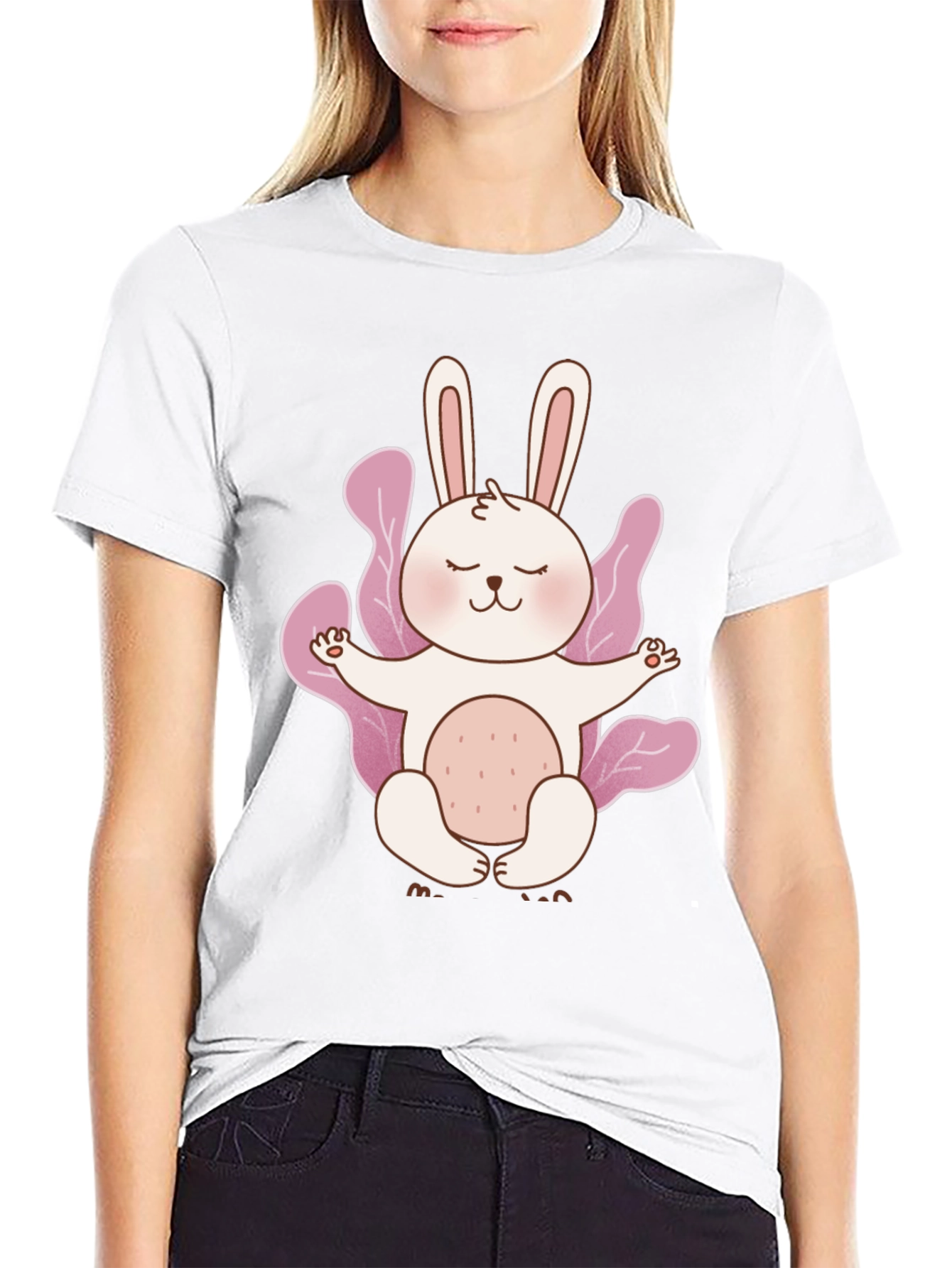 Meditating Bunny Black T-Shirt