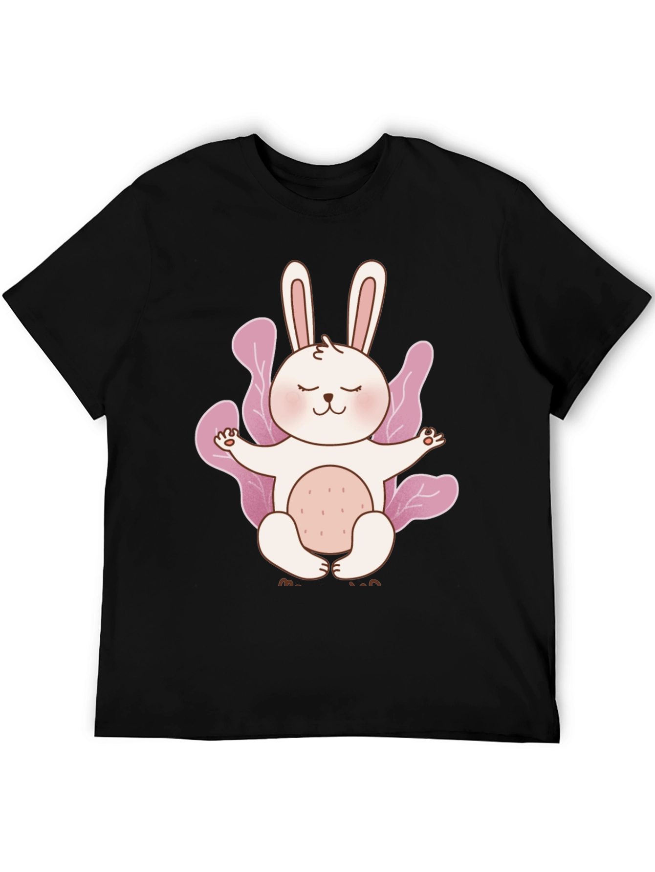 Meditating Bunny Black T-Shirt