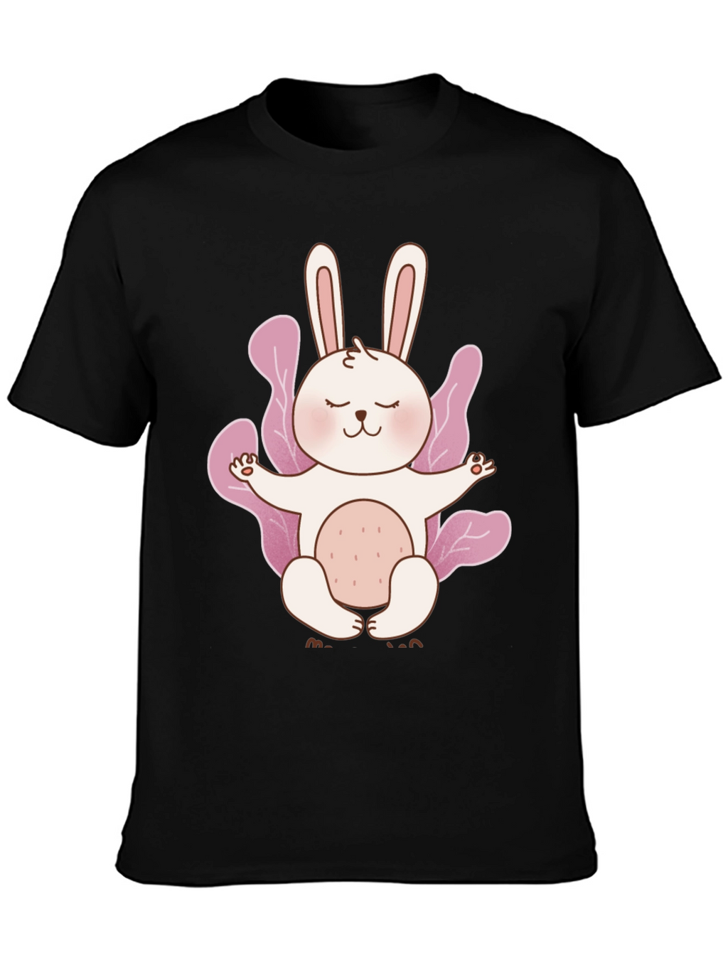 Meditating Bunny Black T-Shirt