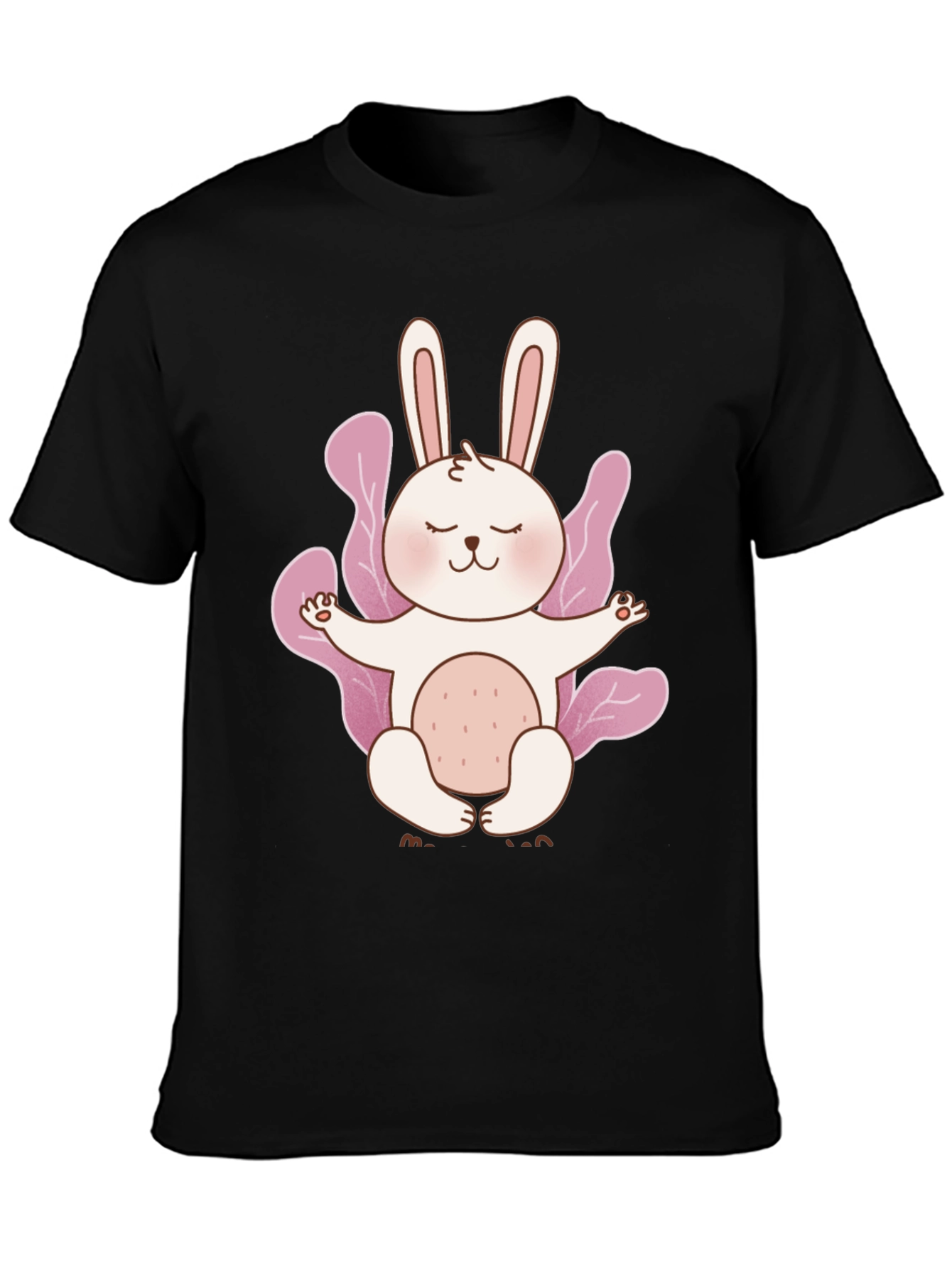 Meditating Bunny Black T-Shirt