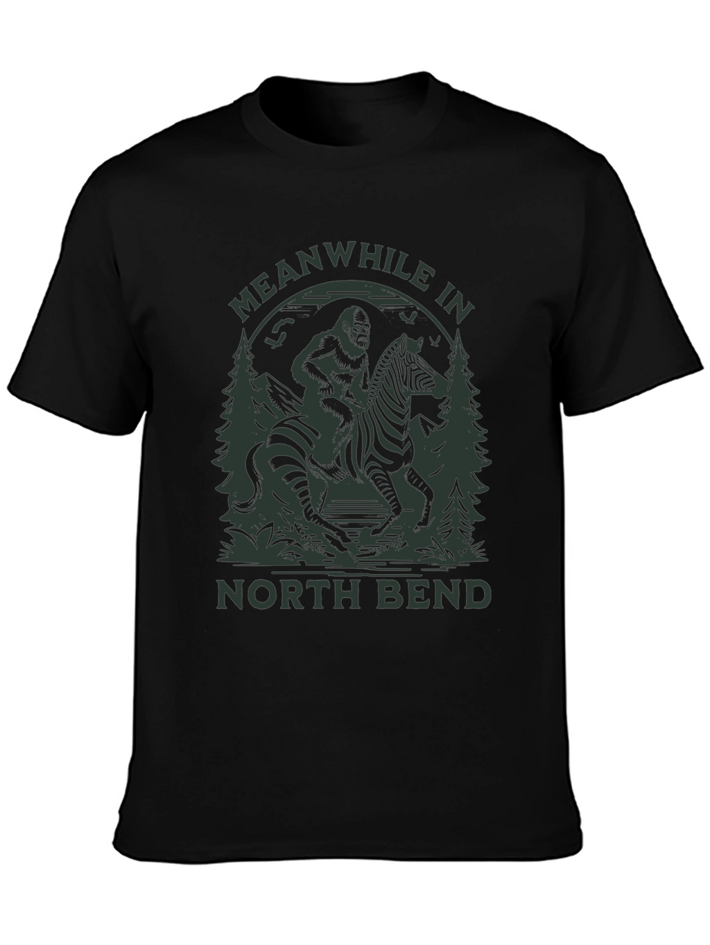 Bigfoot Riding Zebra T-Shirt - North Bend