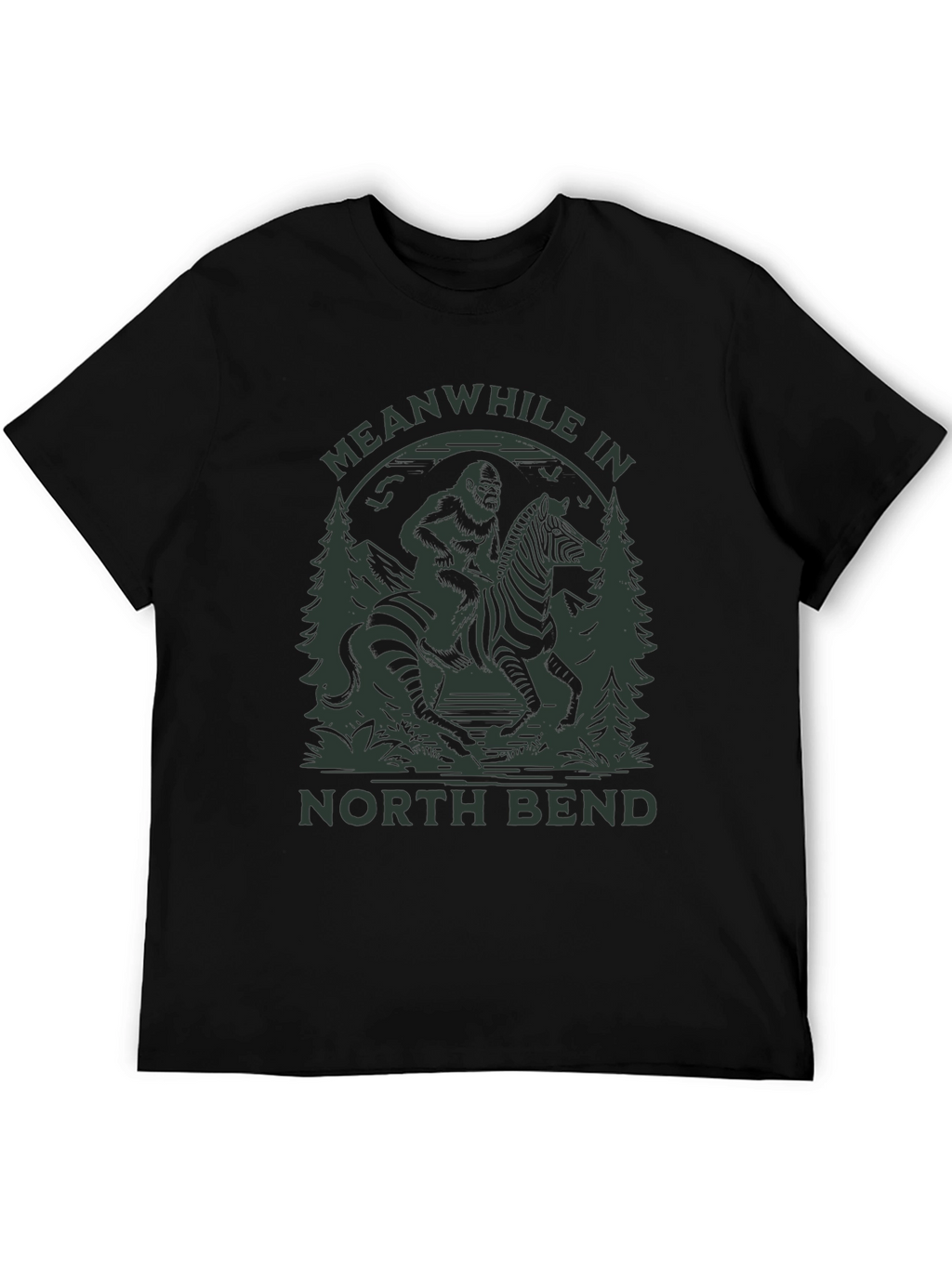 Bigfoot Riding Zebra T-Shirt - North Bend
