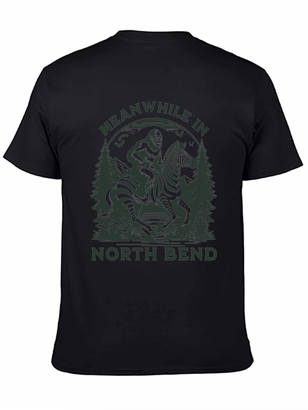 Bigfoot Riding Zebra T-Shirt - North Bend