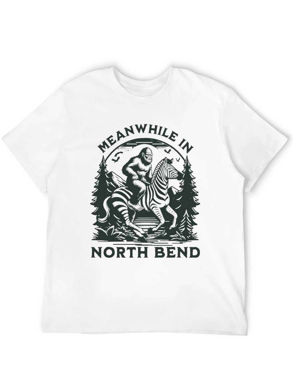 Bigfoot Riding Zebra T-Shirt - North Bend