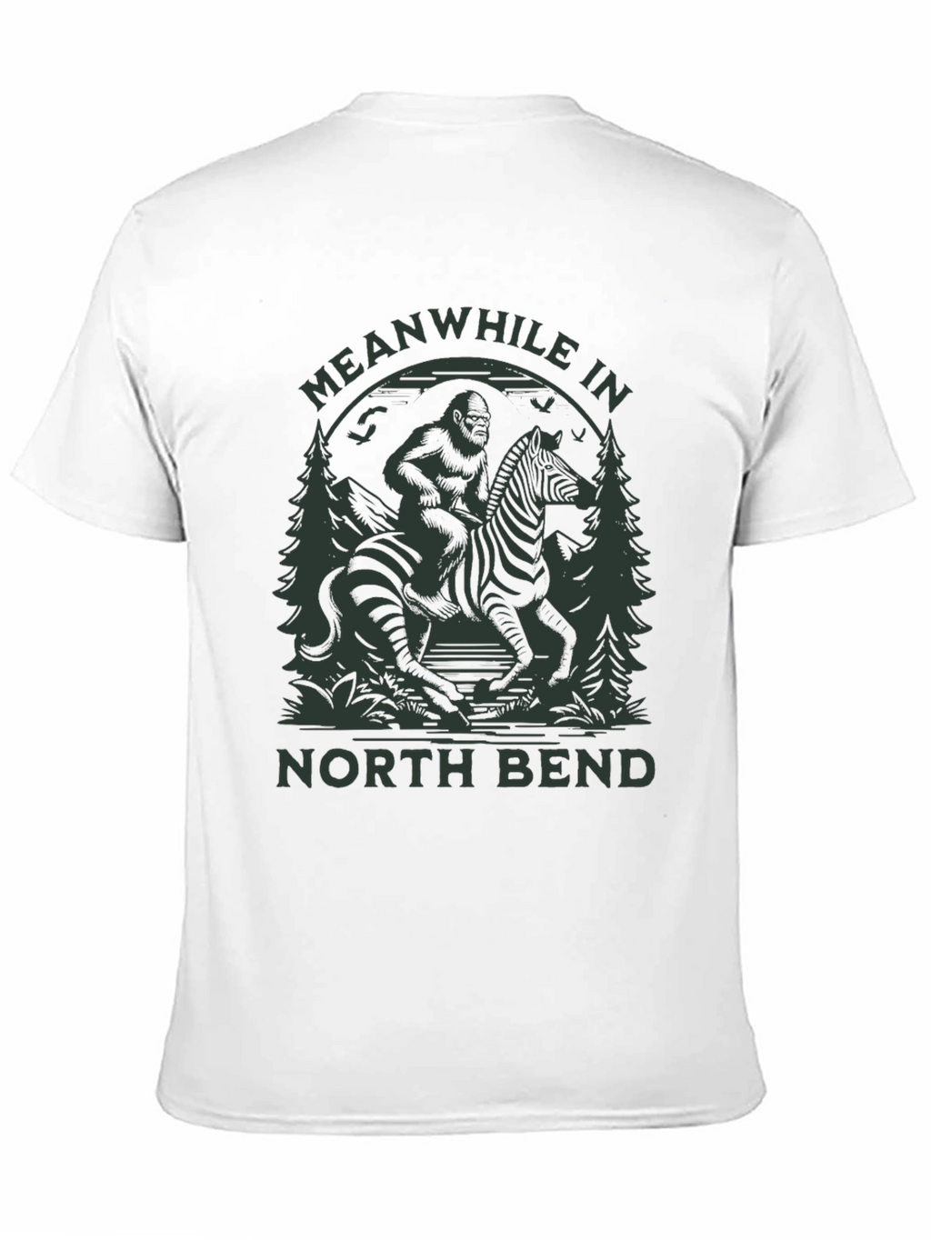 Bigfoot Riding Zebra T-Shirt - North Bend