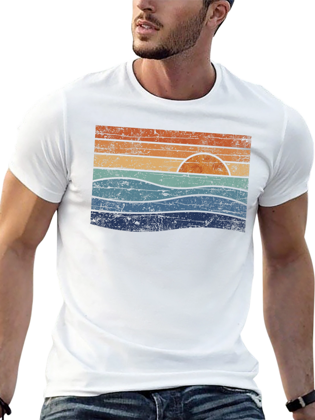 Retro Sunset Waves Graphic Tee