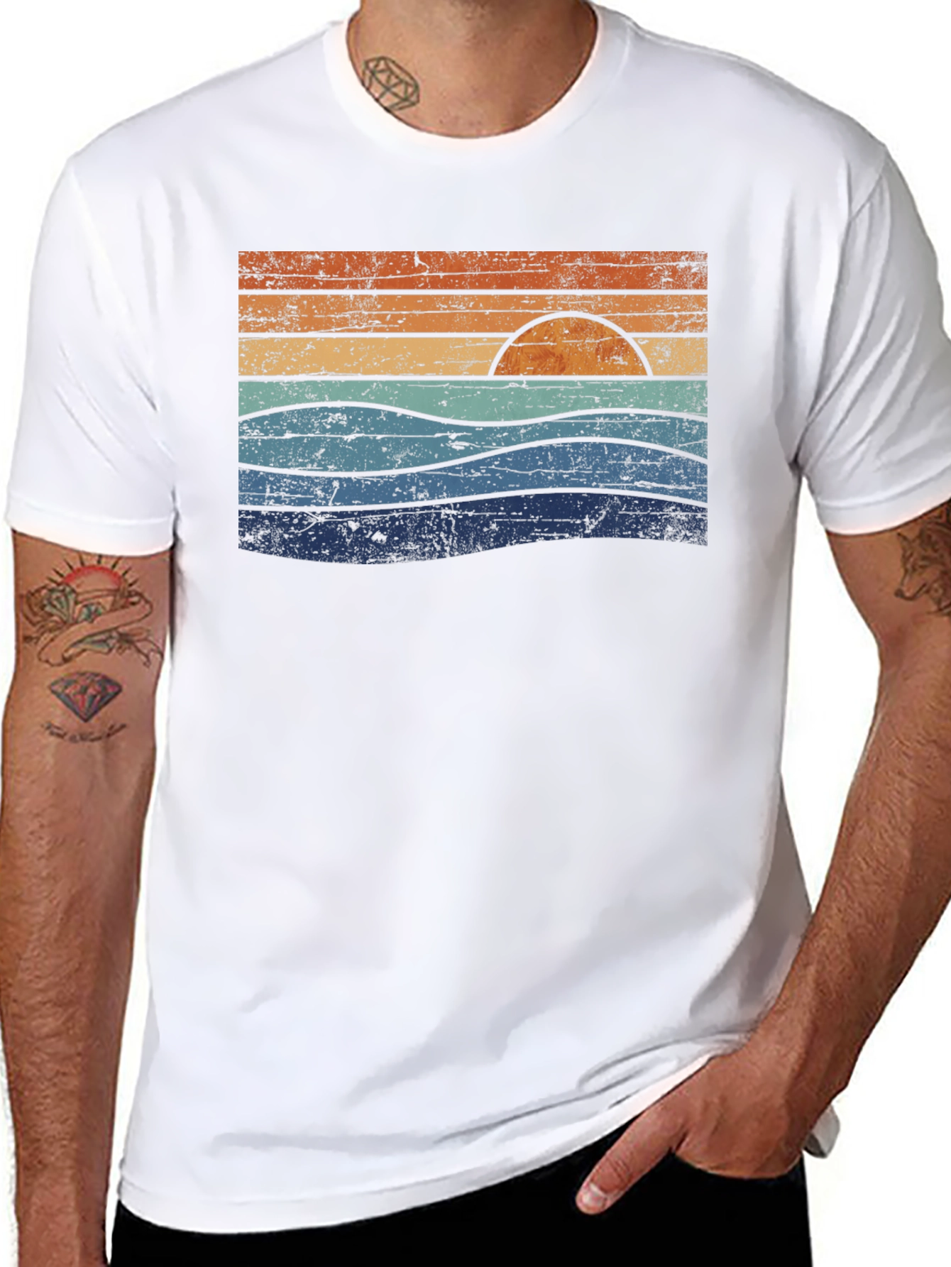 Retro Sunset Waves Graphic Tee