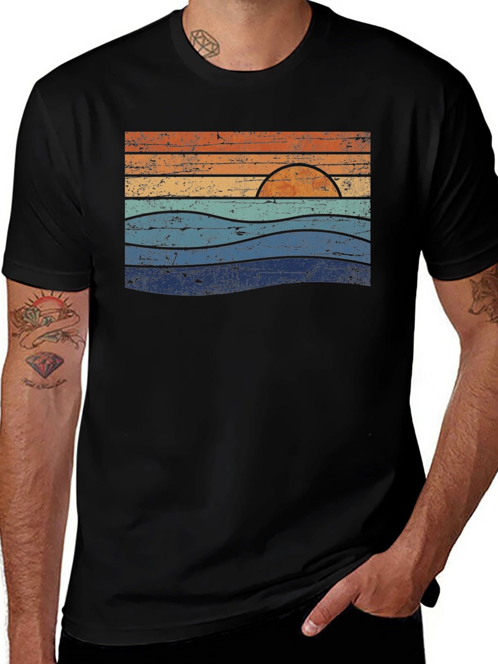 Retro Sunset Waves Graphic Tee