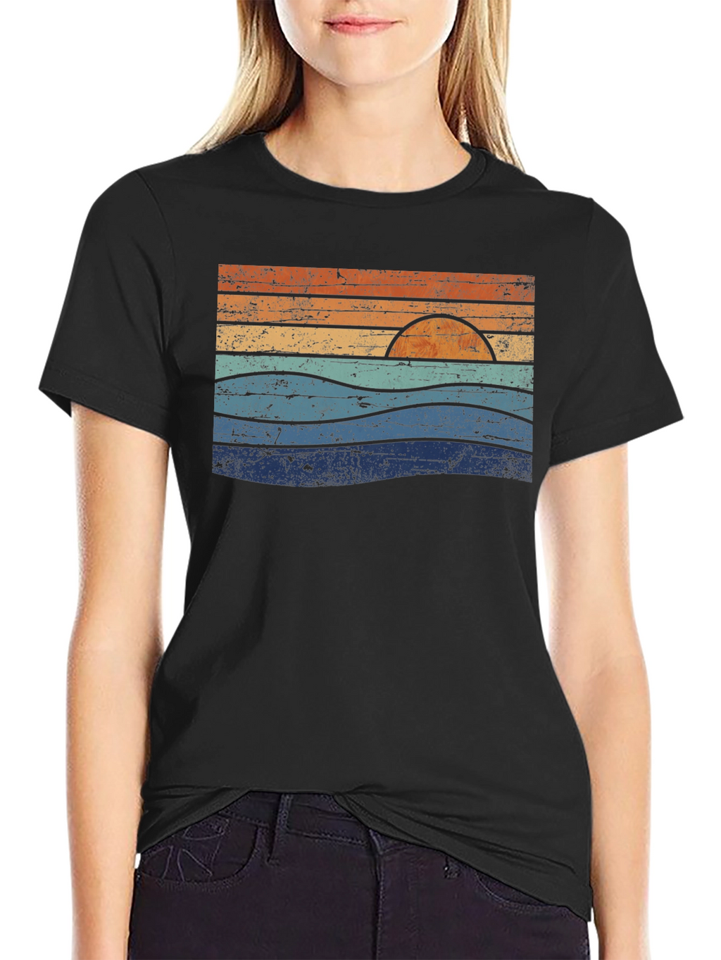 Retro Sunset Waves Graphic Tee