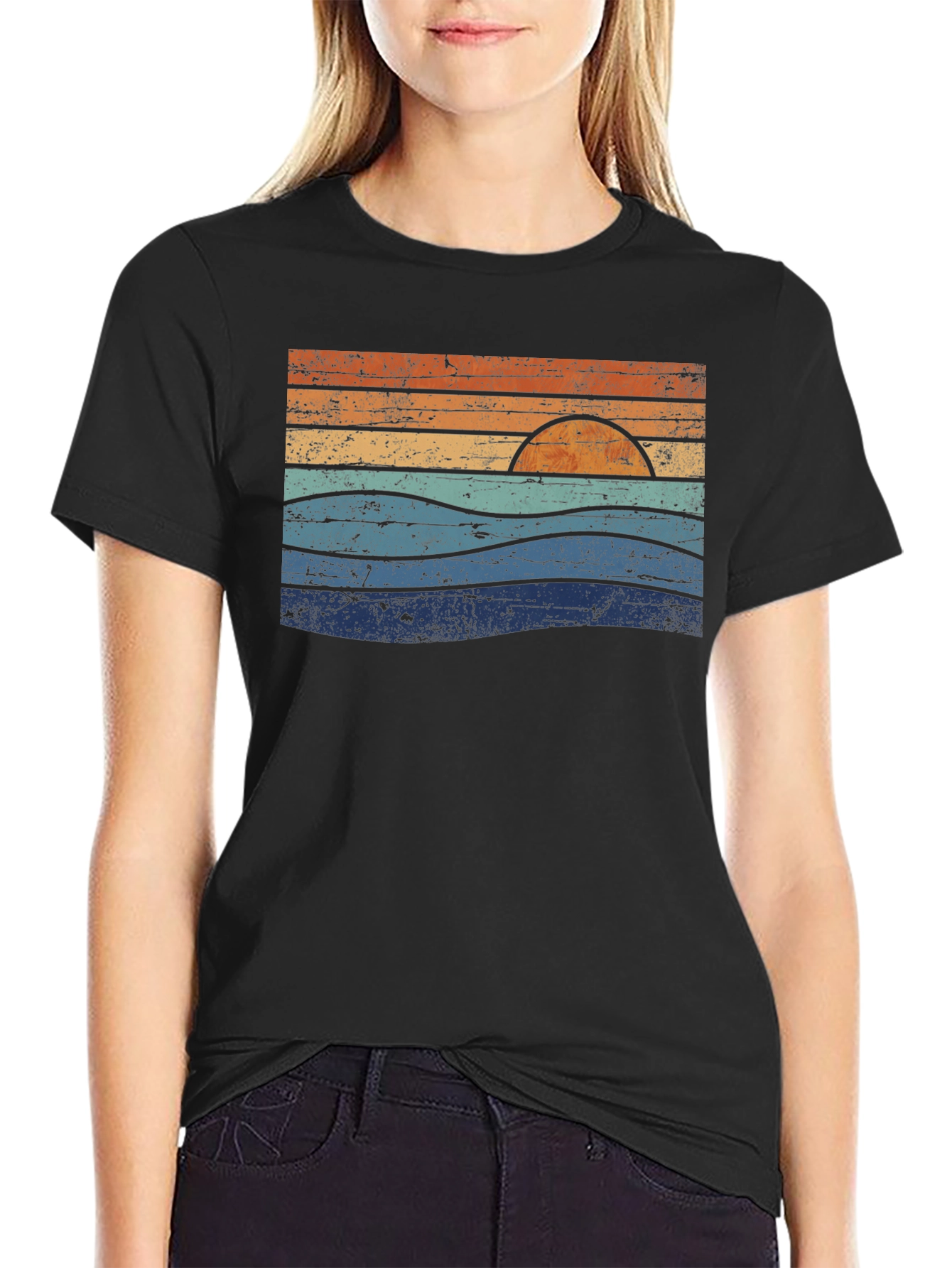 Retro Sunset Waves Graphic Tee