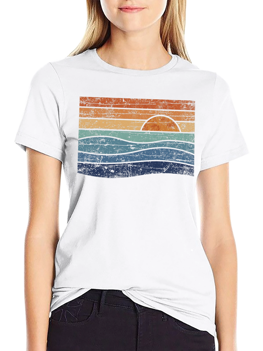 Retro Sunset Waves Graphic Tee
