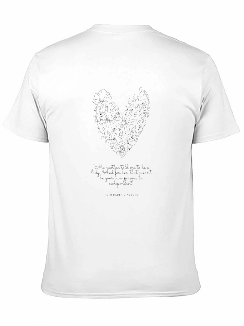 Floral Heart Black T-Shirt with Quote