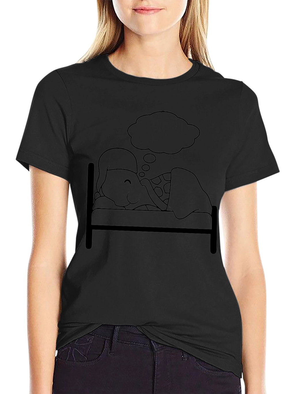 Dreaming Turtle Graphic Tee - Soft Black Cotton