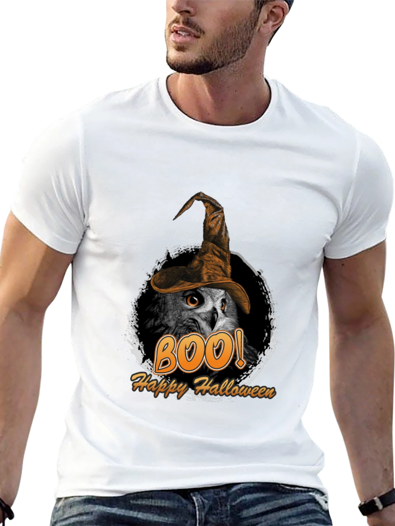 Boo! Owl Halloween T-Shirt - Witch Hat